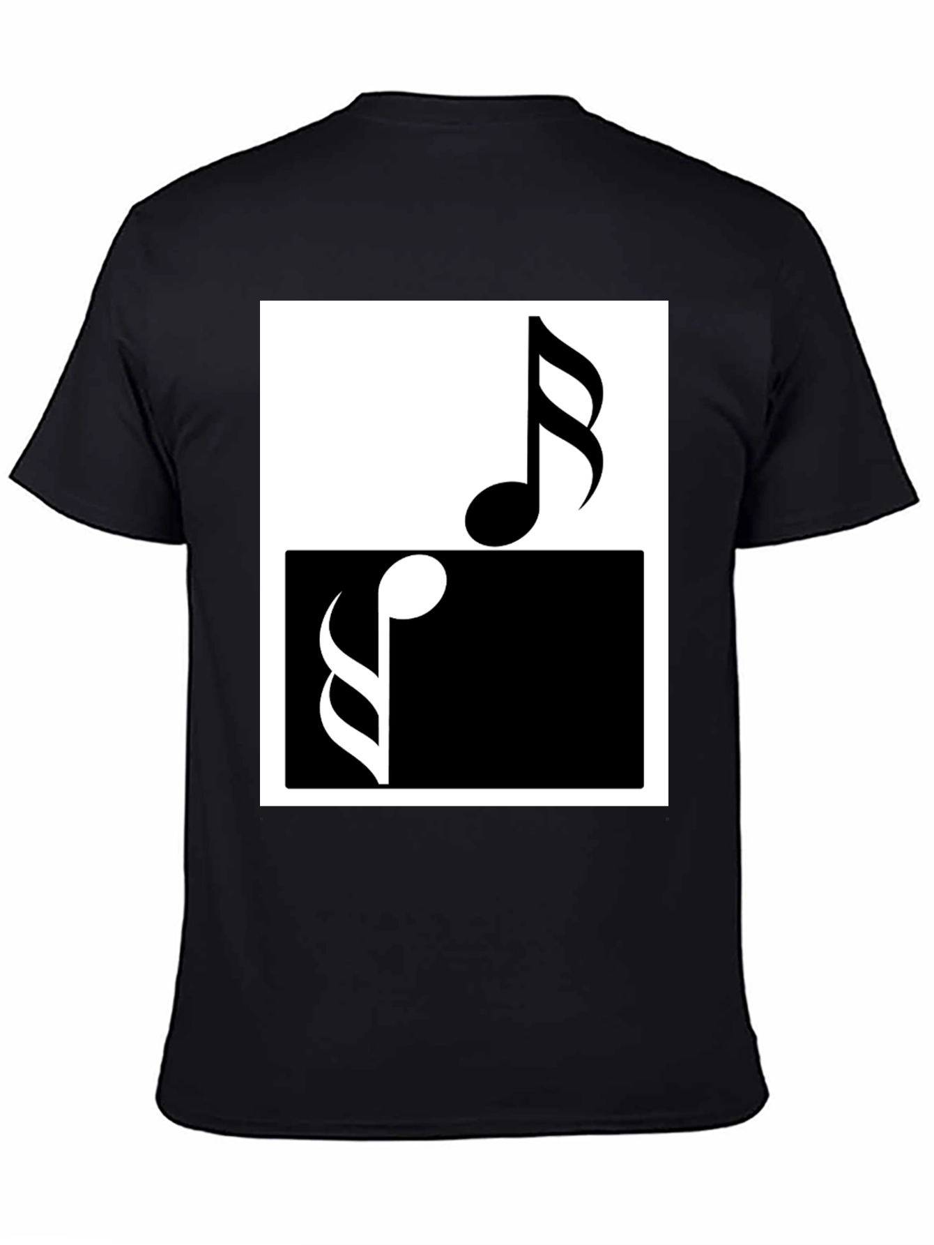 Black Music Notes Yin Yang T-Shirt view 4