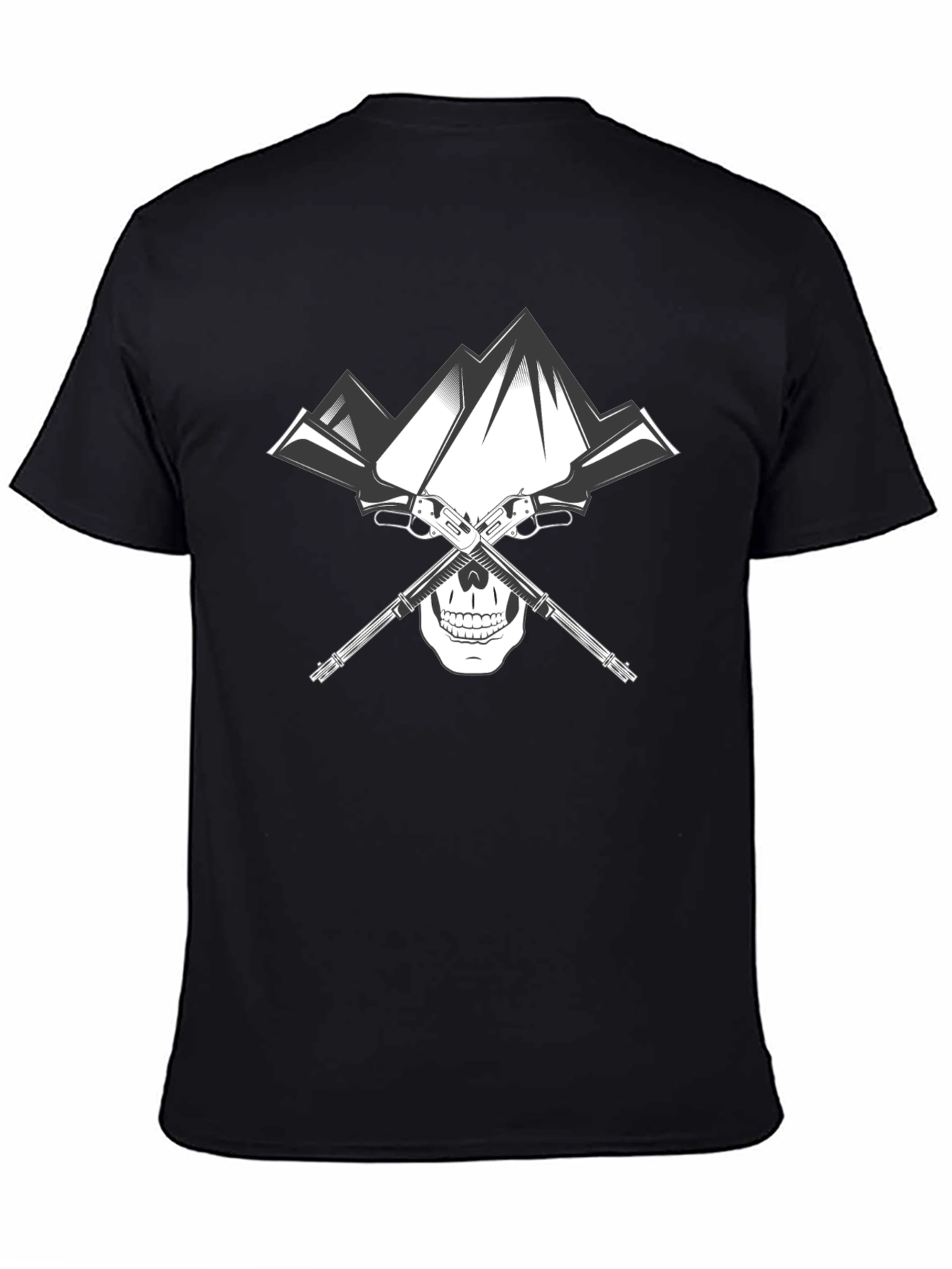 Black Skull Mountain T-Shirt - Black Graphic Tee view 4