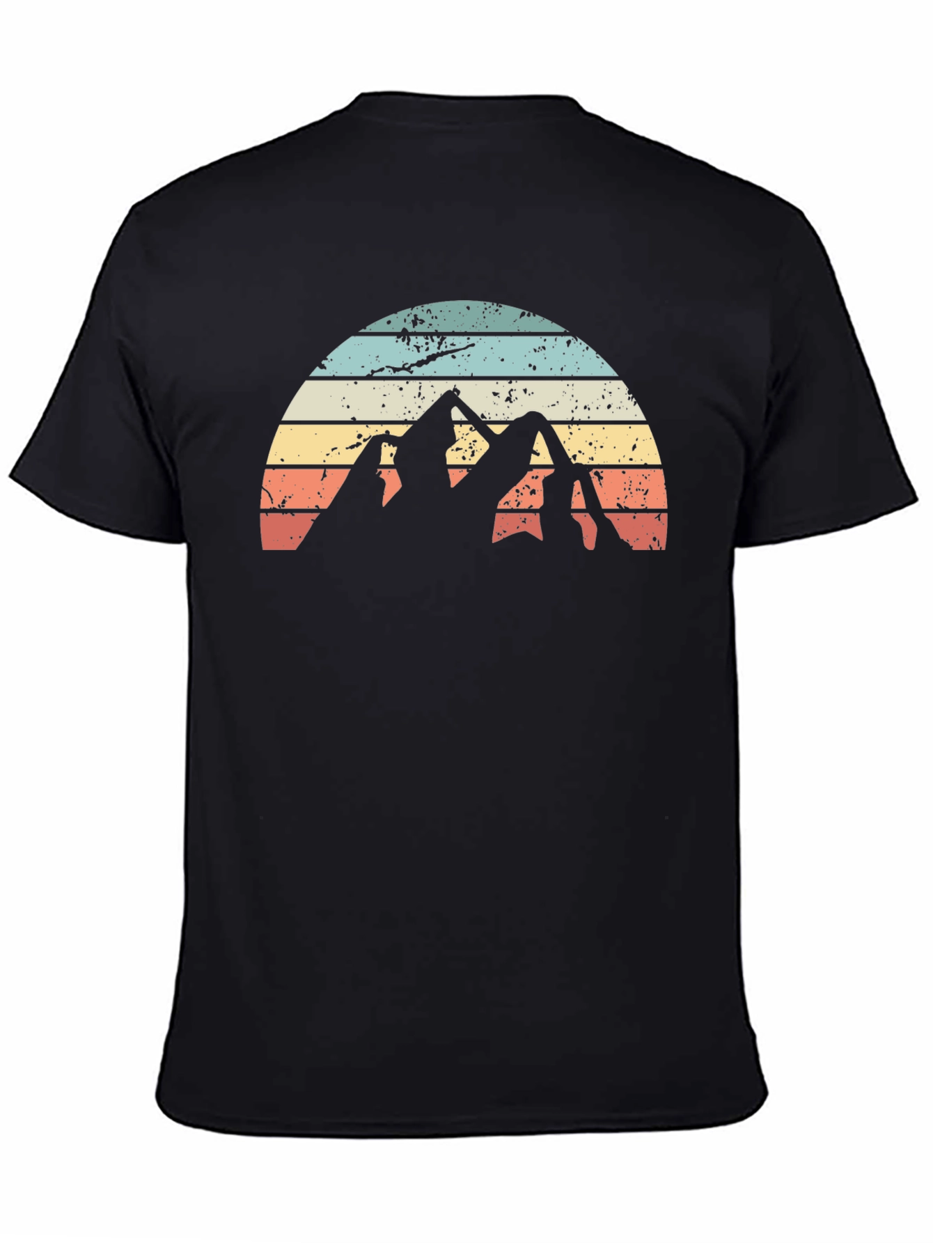 Black Vintage Mountain Sunset Graphic Tee - Black view 4