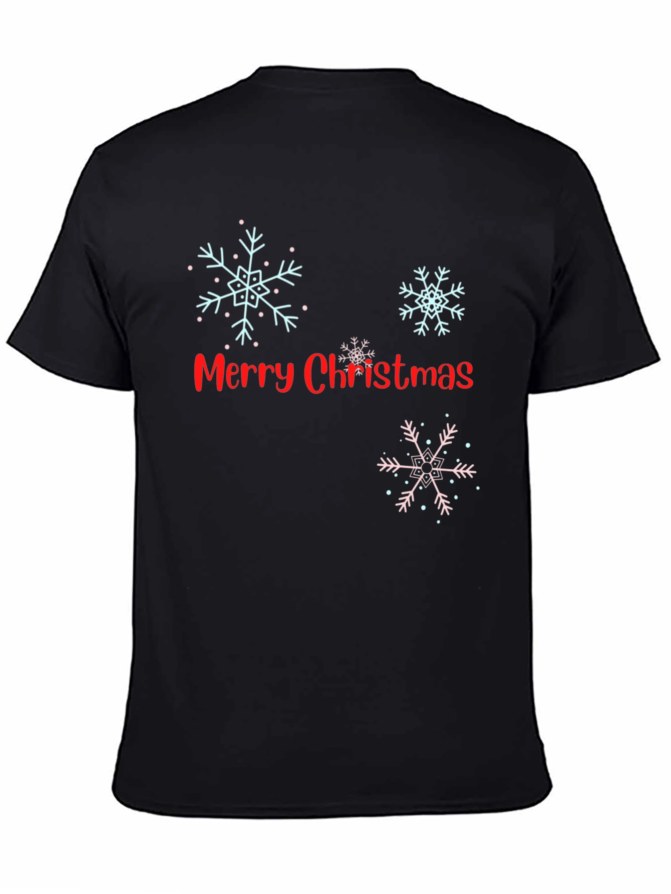 Black Merry Christmas Snowflake Graphic Tee view 4