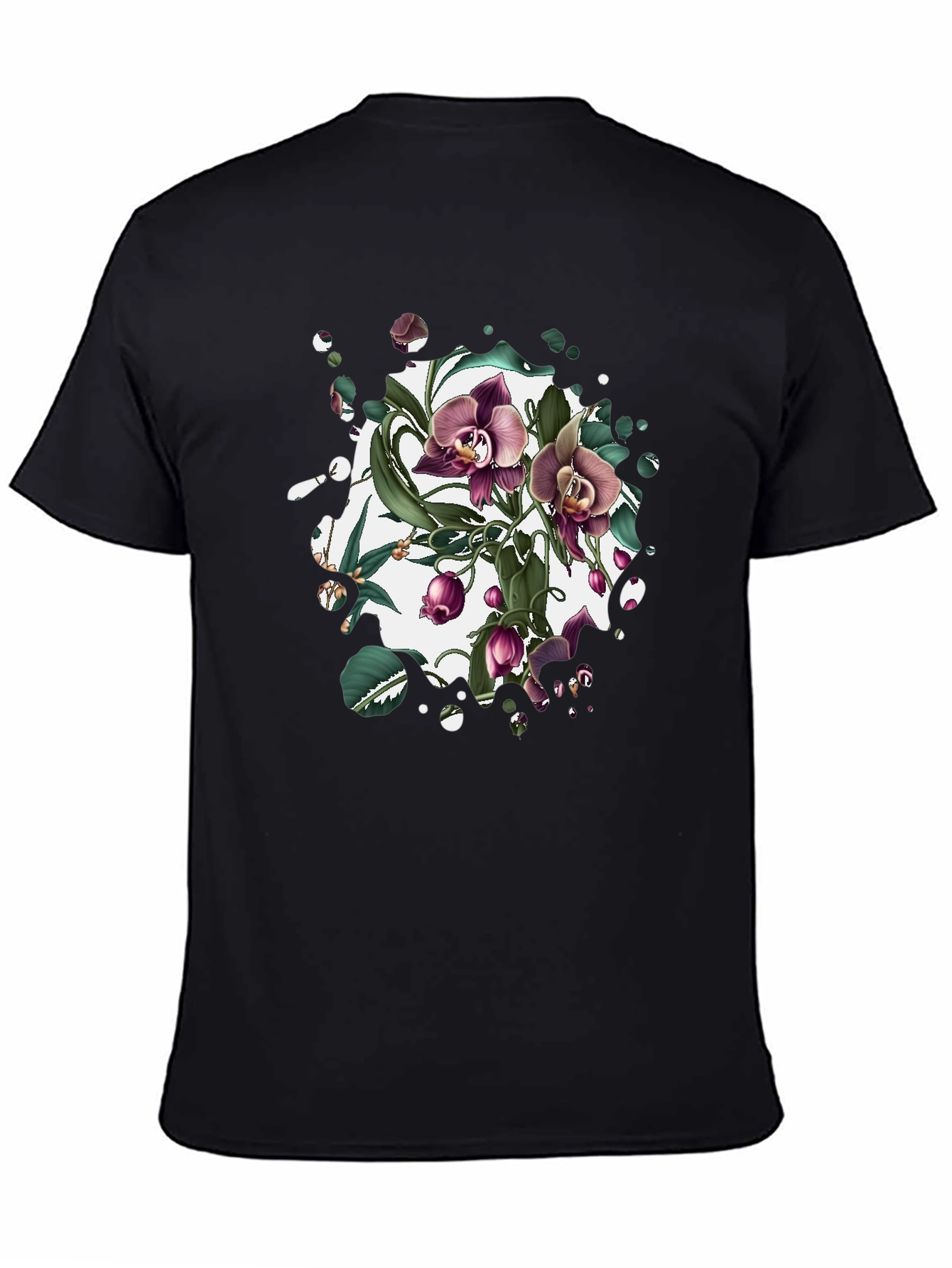 Black Floral Orchid Graphic T-Shirt view 4