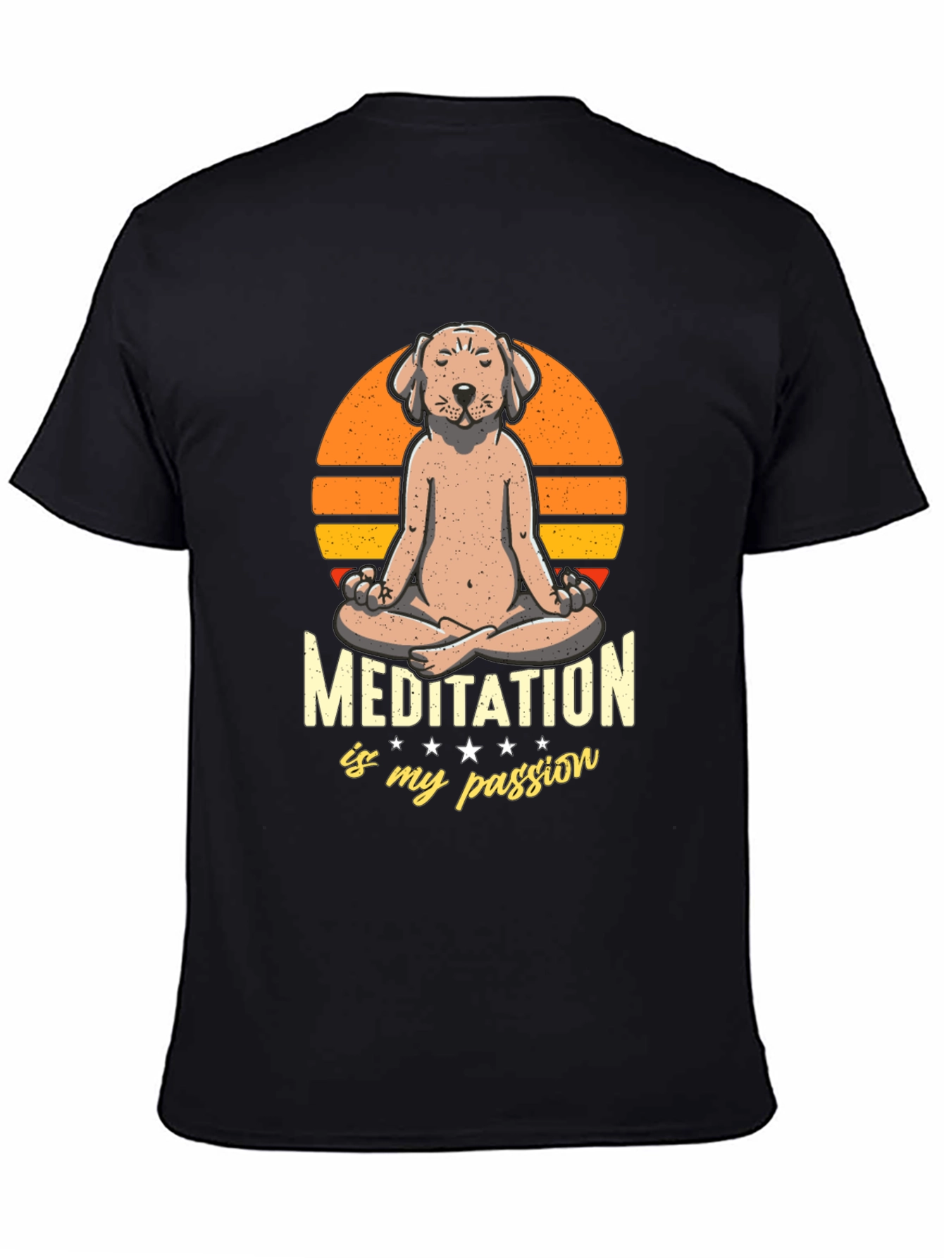 Black Meditating Dog T-Shirt - Find Your Zen view 4
