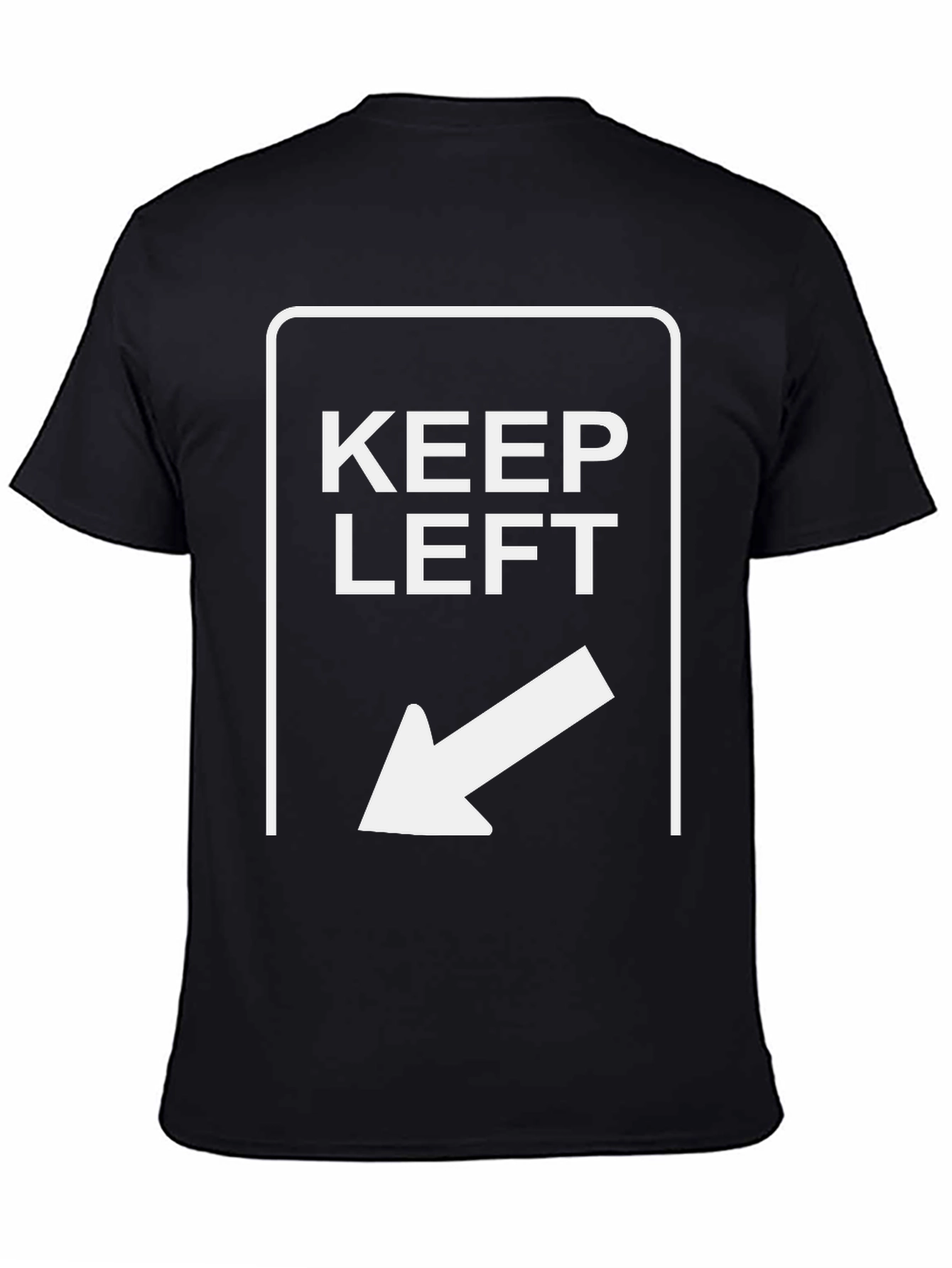 Black Keep Left Arrow Graphic T-Shirt - Directional Tee view 4