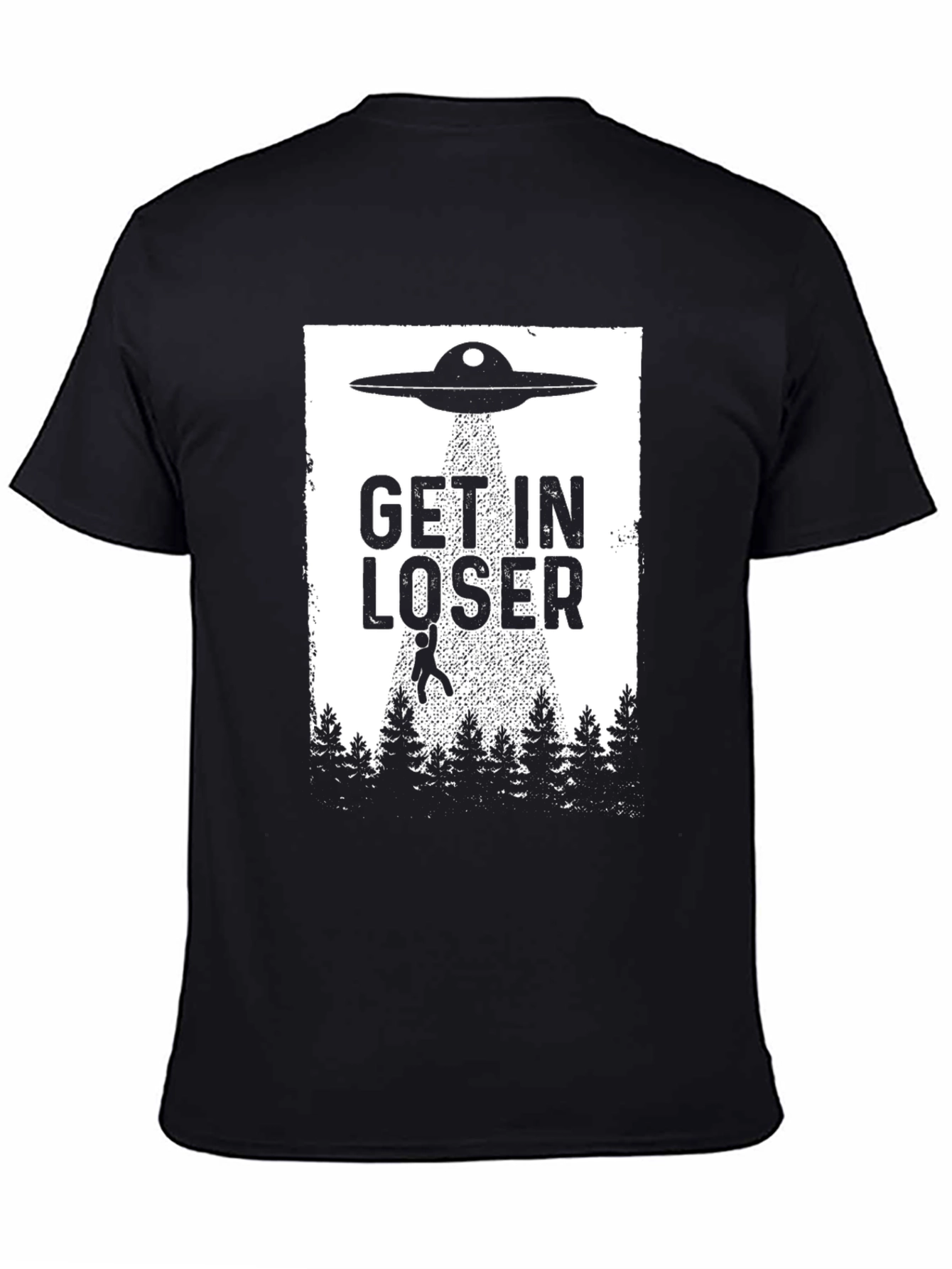 Black Get In Loser UFO T-Shirt - Alien Abduction Humor Tee view 4
