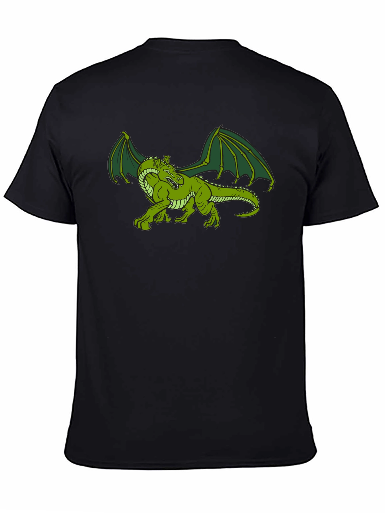 Black Green Dragon Graphic Tee - Fantasy T-Shirt view 4