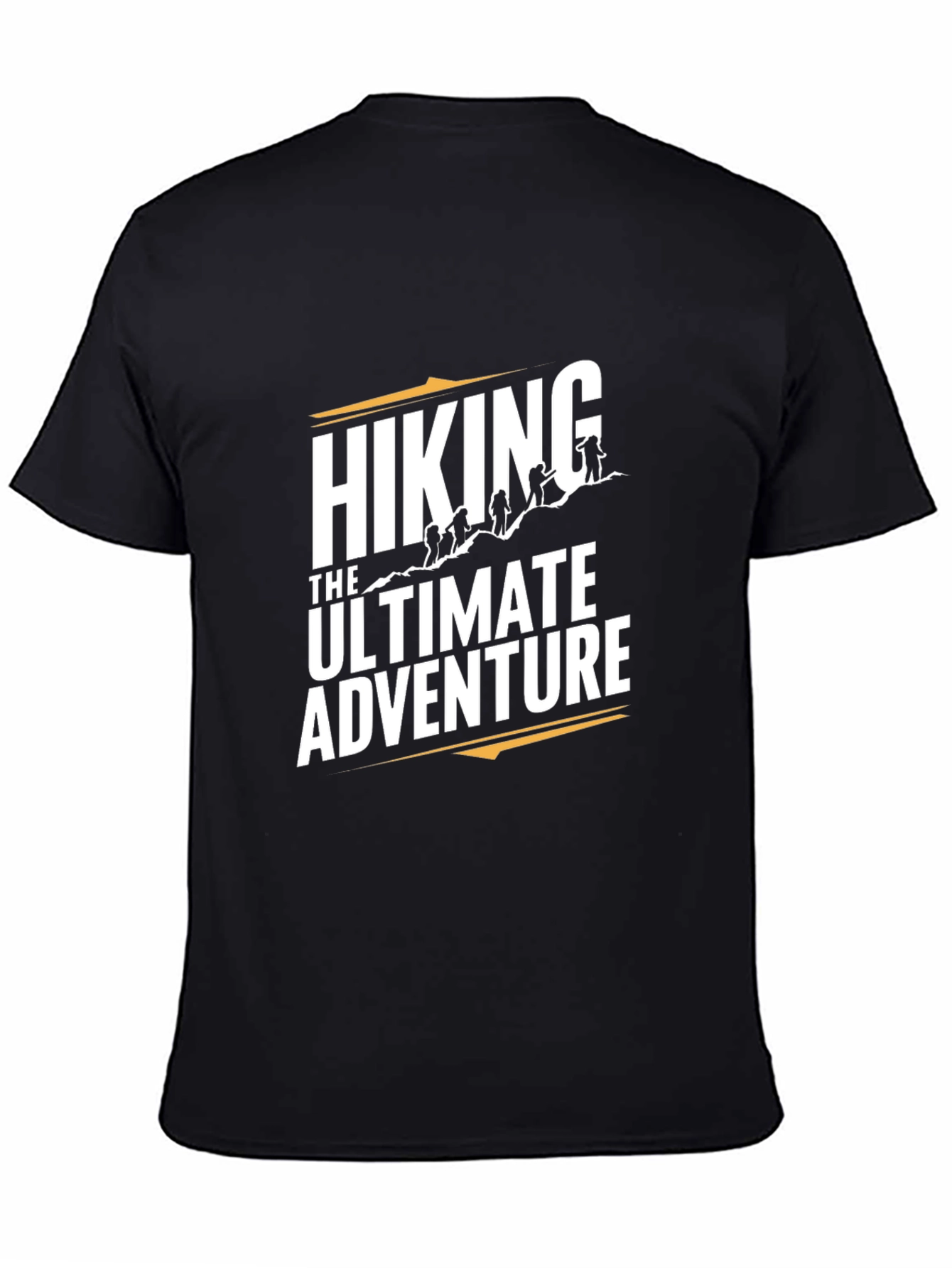 Black Hiking Adventure Graphic Tee - Black Cotton T-Shirt view 4