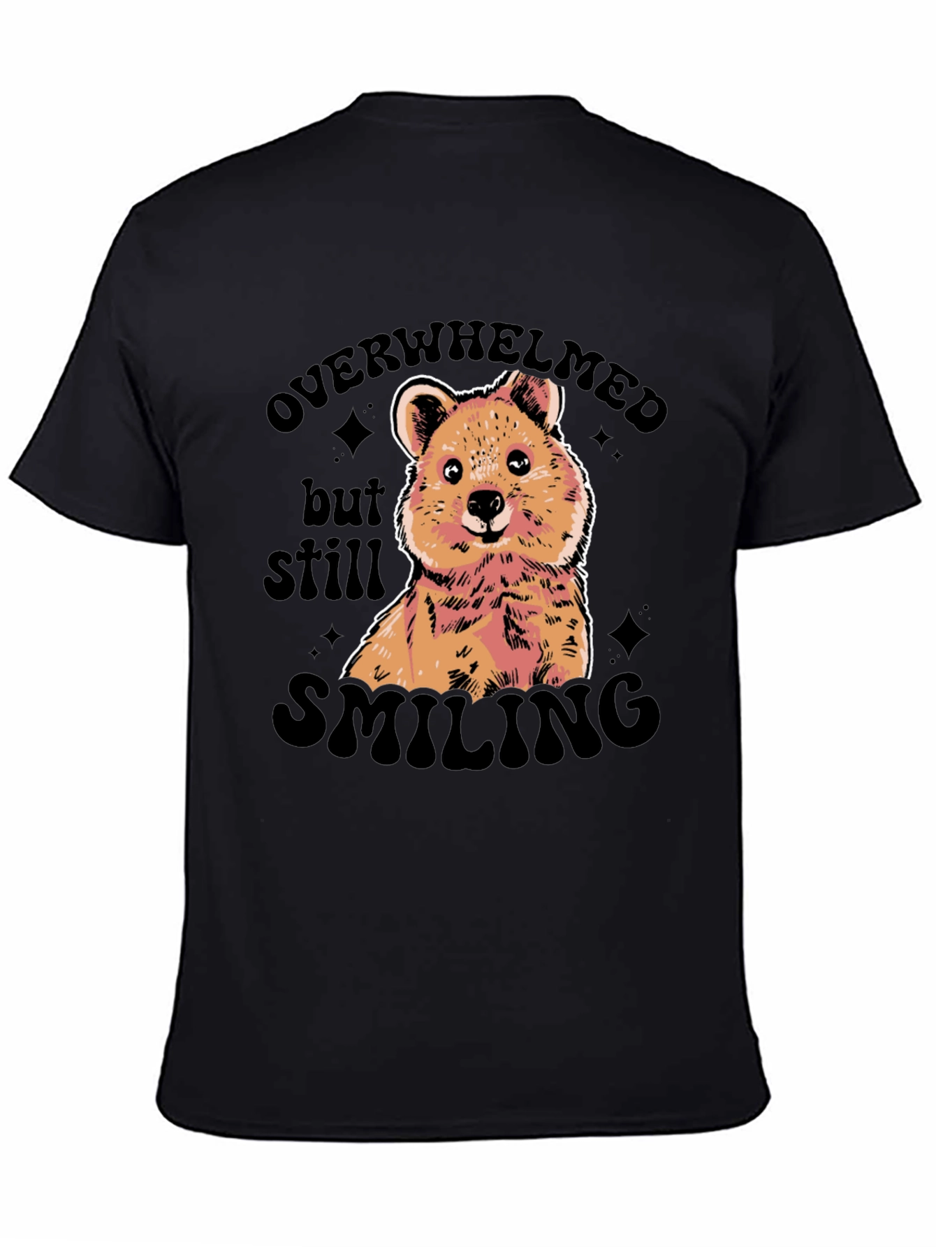 Black Overwhelmed But Still Smiling Graphic Tee view 4