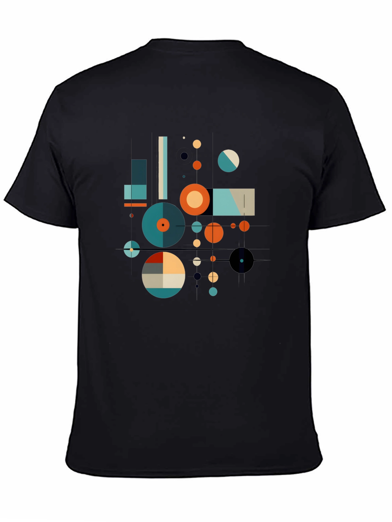 Black Geometric Art Graphic Print Black T-Shirt view 4