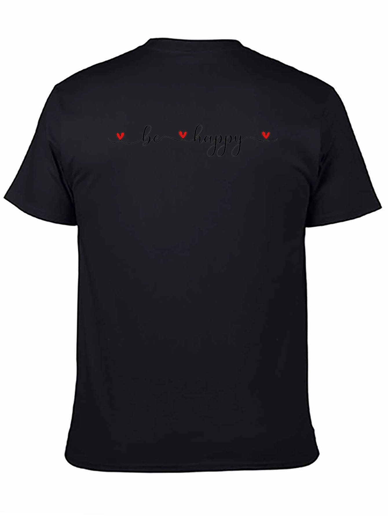 Black Be Happy T-Shirt - Heart Graphic Tee view 4