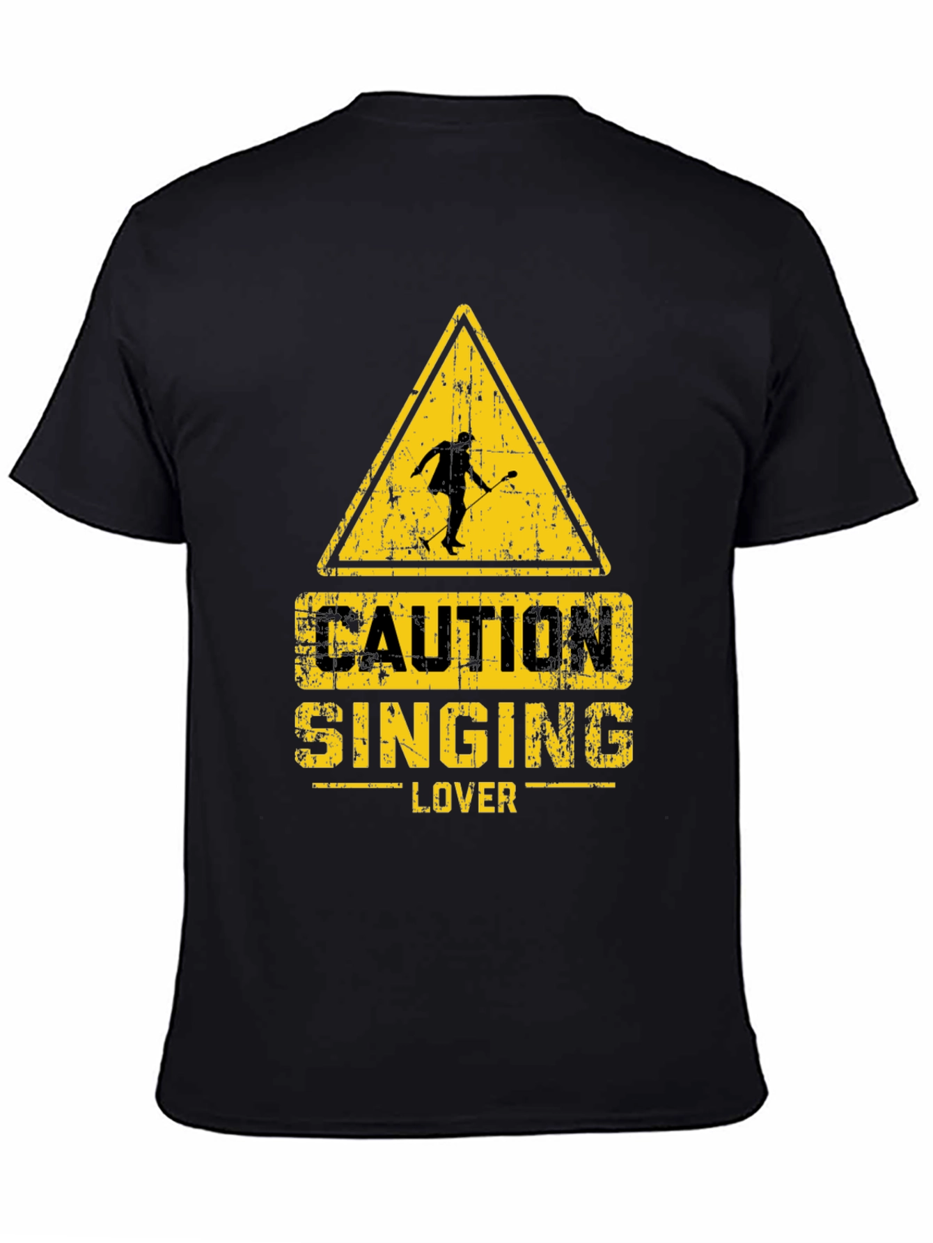 Black Caution Singing Lover Black T-Shirt view 4