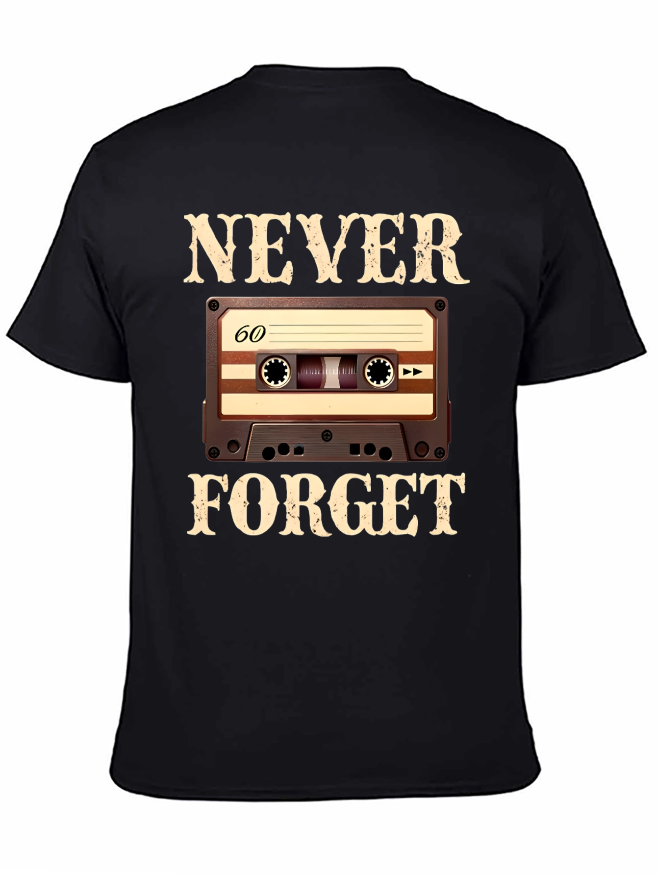 Black Never Forget Cassette Tape T-Shirt view 4