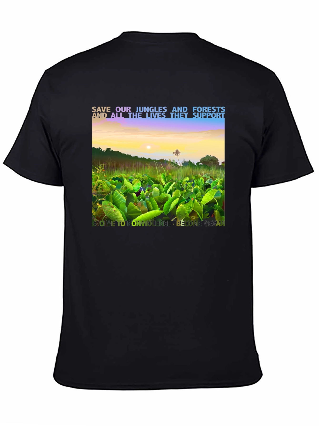 Black Save Our Jungles & Forests Vegan T-Shirt view 4