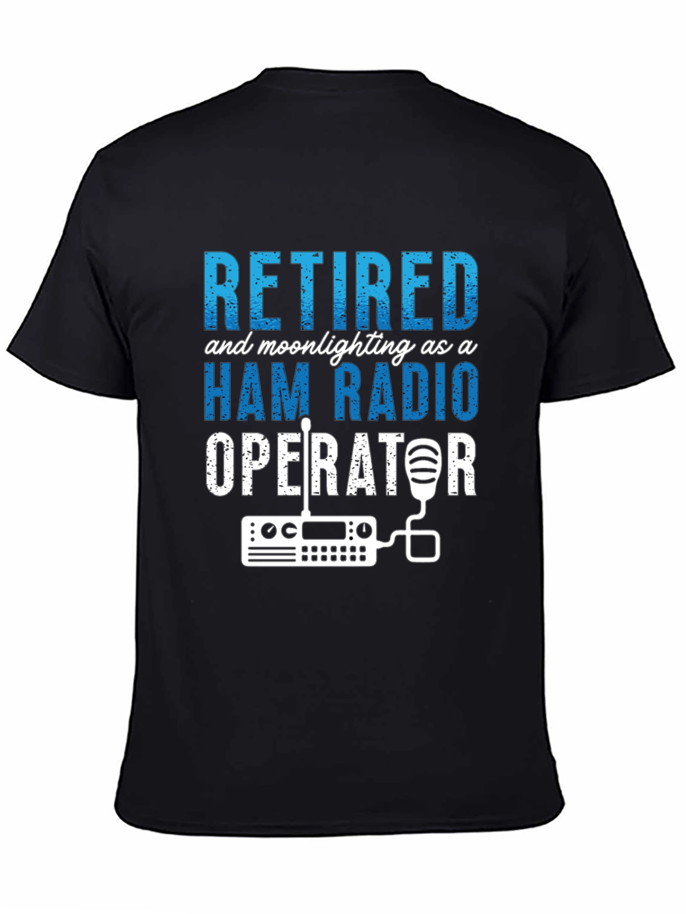 Black Retired Ham Radio Operator T-Shirt view 4