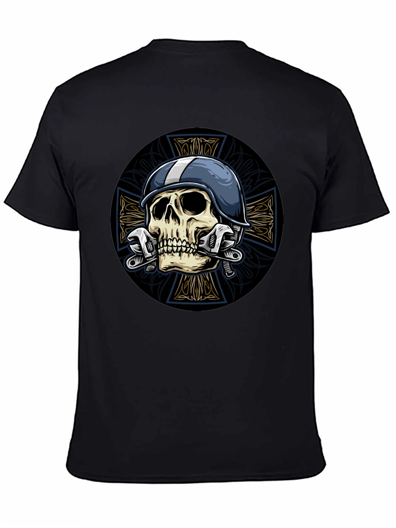 Black Skull & Wrench Graphic Tee view 4
