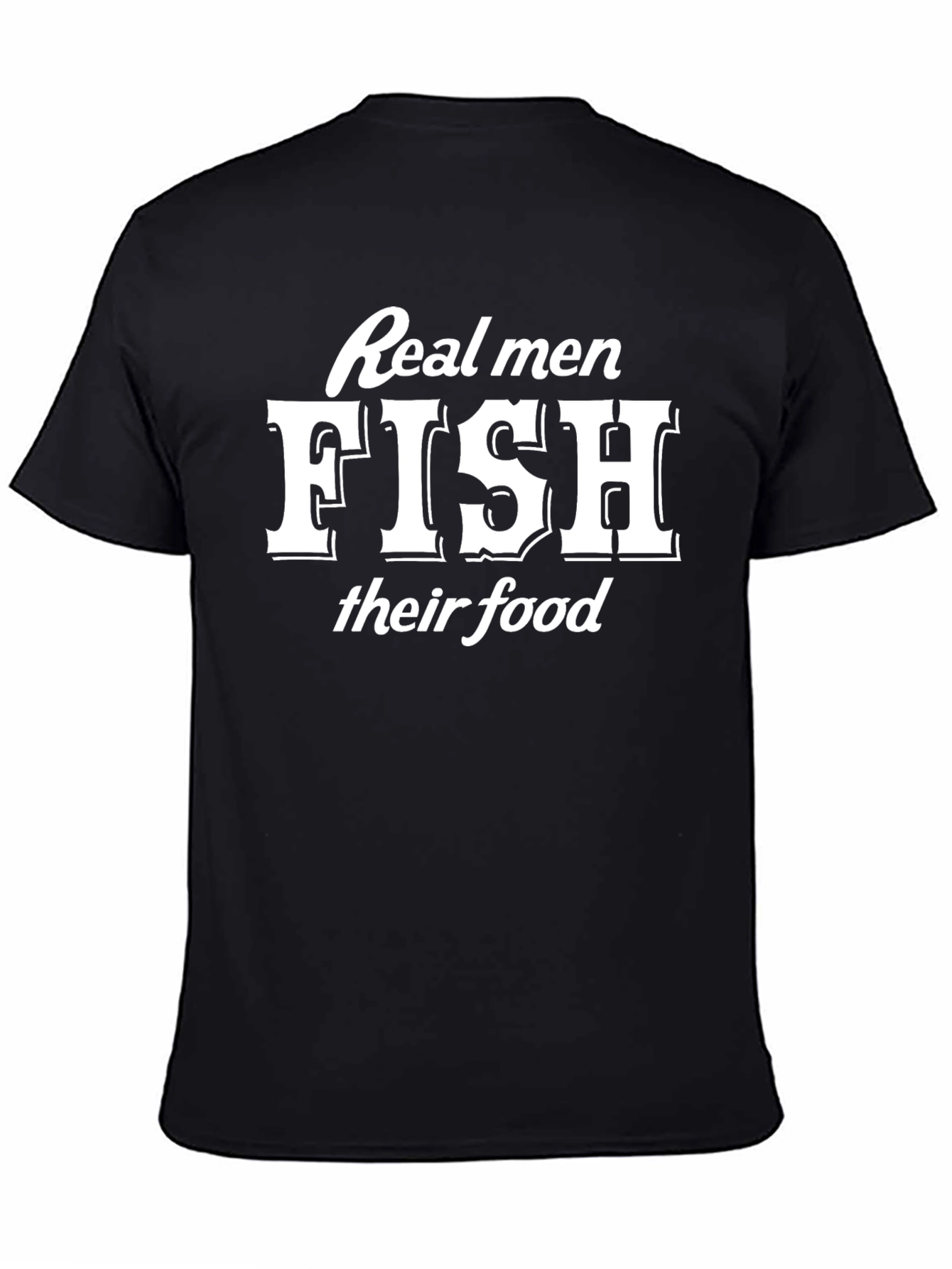 Black Real Men Fish T-Shirt - Funny Angler Tee view 4