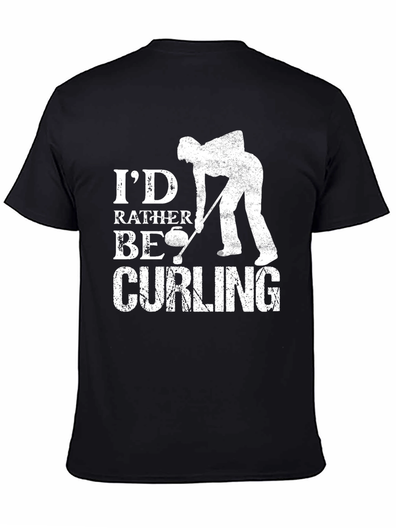 Black I'd Rather Be Curling T-Shirt view 4