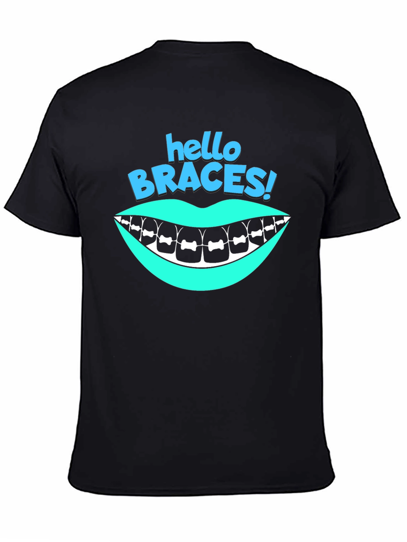 Black Hello Braces! Graphic T-Shirt - Black view 4