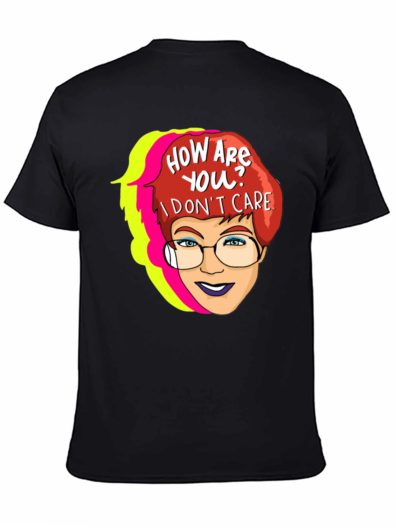 Black Sarcastic Cartoon Graphic T-Shirt view 4