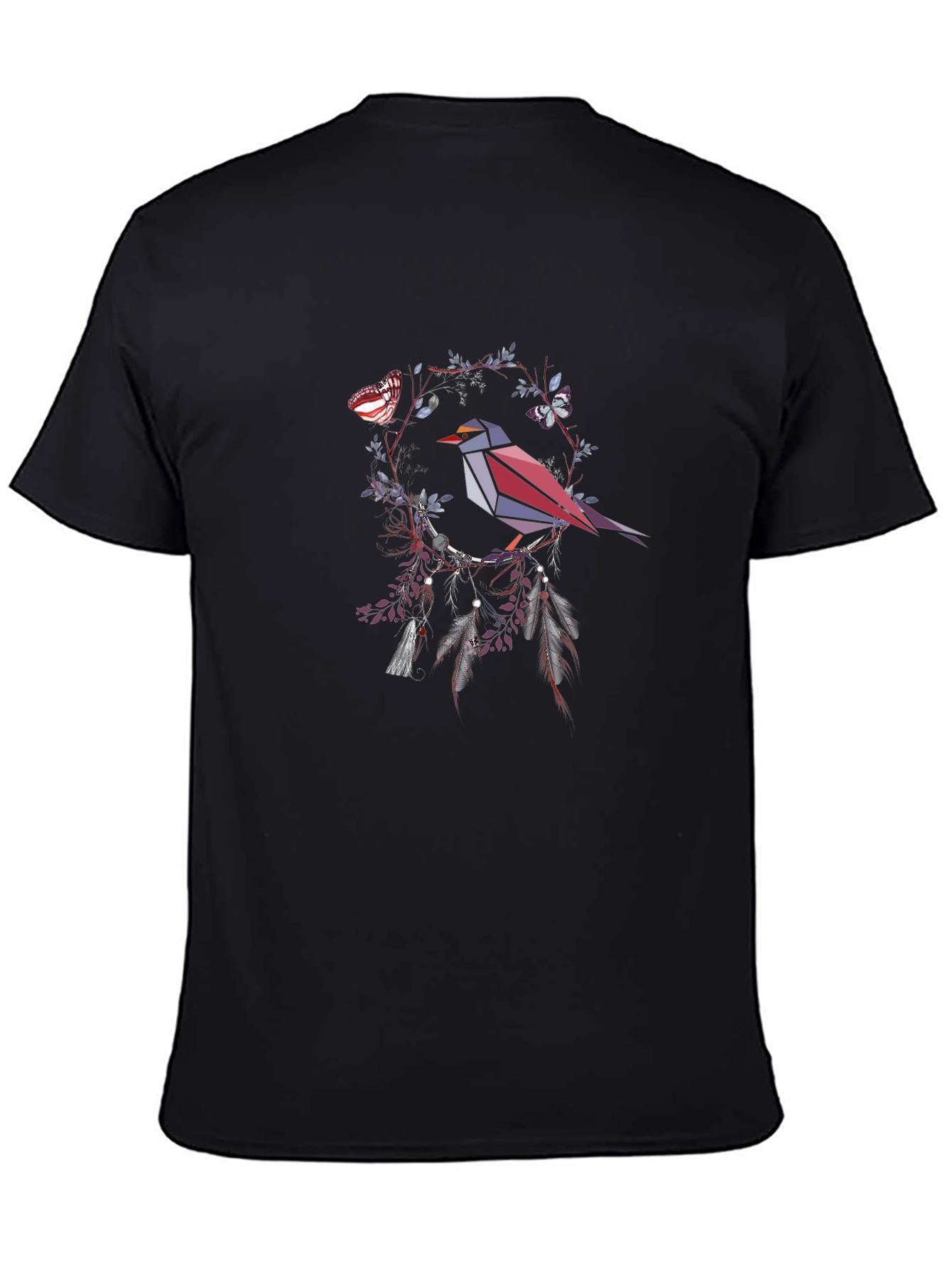 Black Geometric Bird & Dreamcatcher Graphic Tee view 4