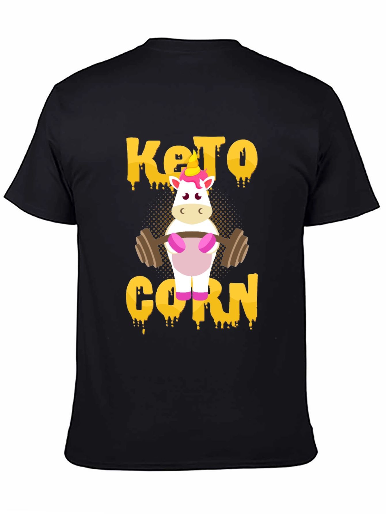 Black Keto Corn Unicorn T-Shirt - Funny Gym Workout Tee view 4