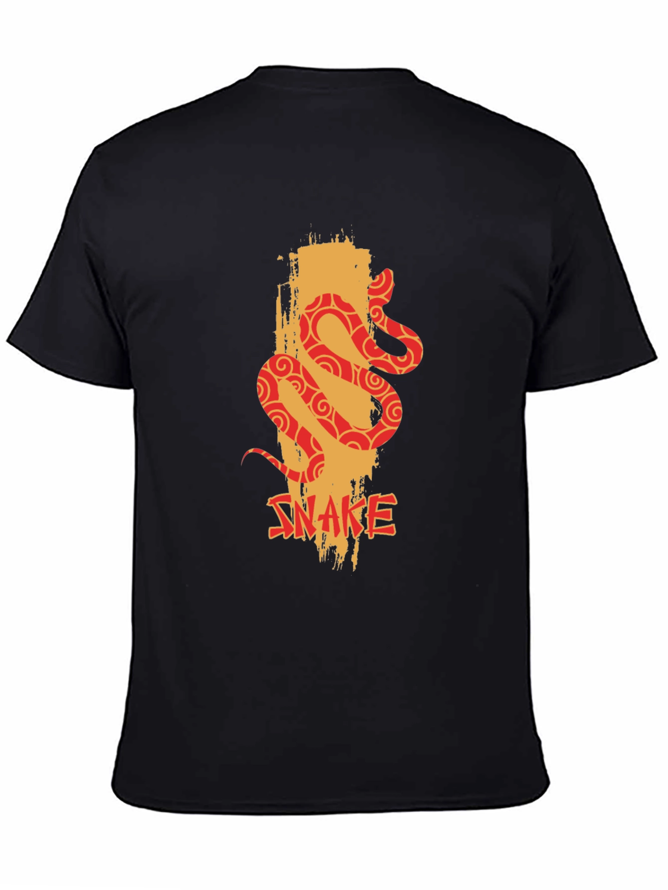 Black Snake Graphic Print Men's Black T-Shirt view 4