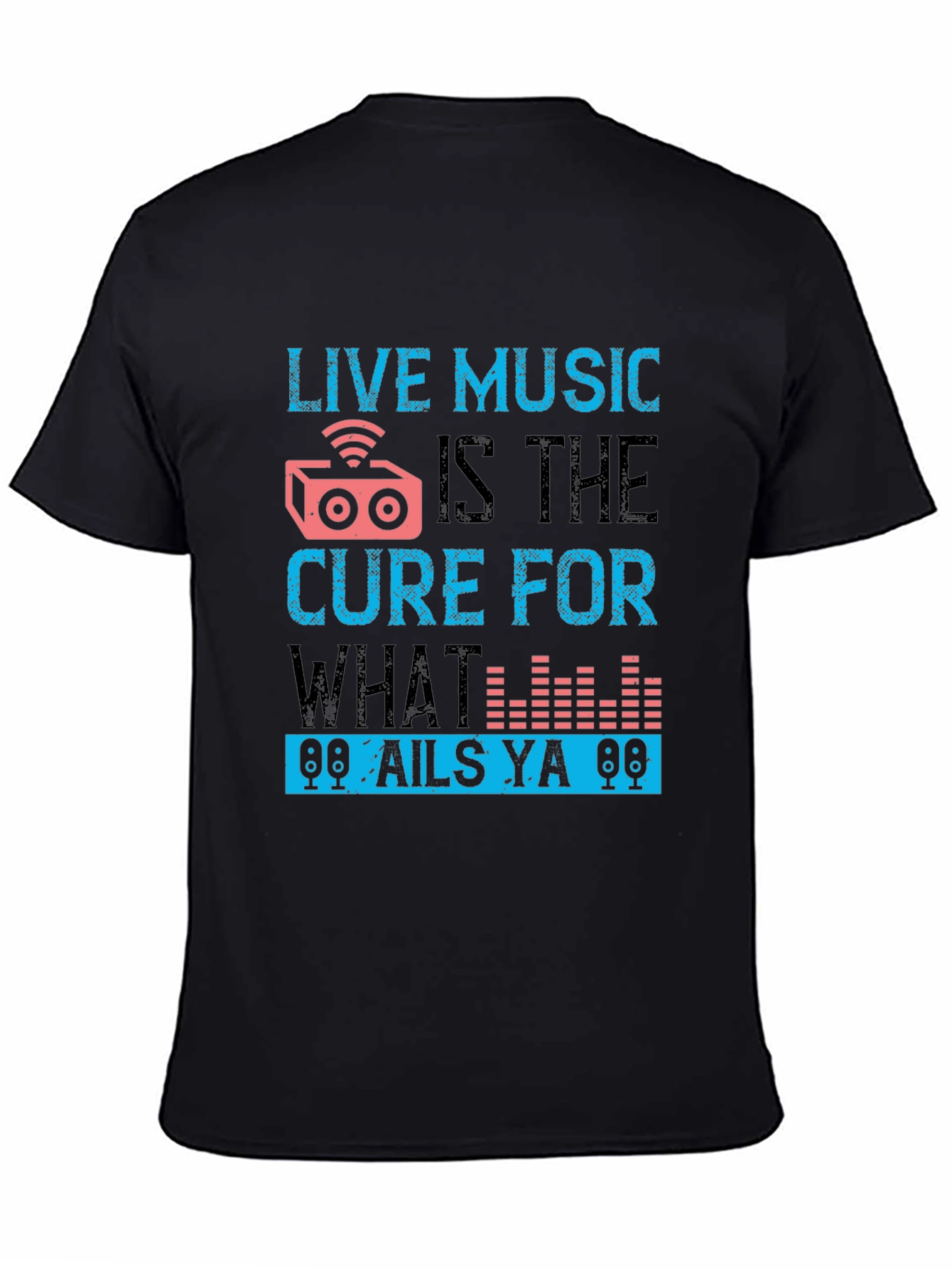 Black Live Music Cure Graphic Tee - Black view 4