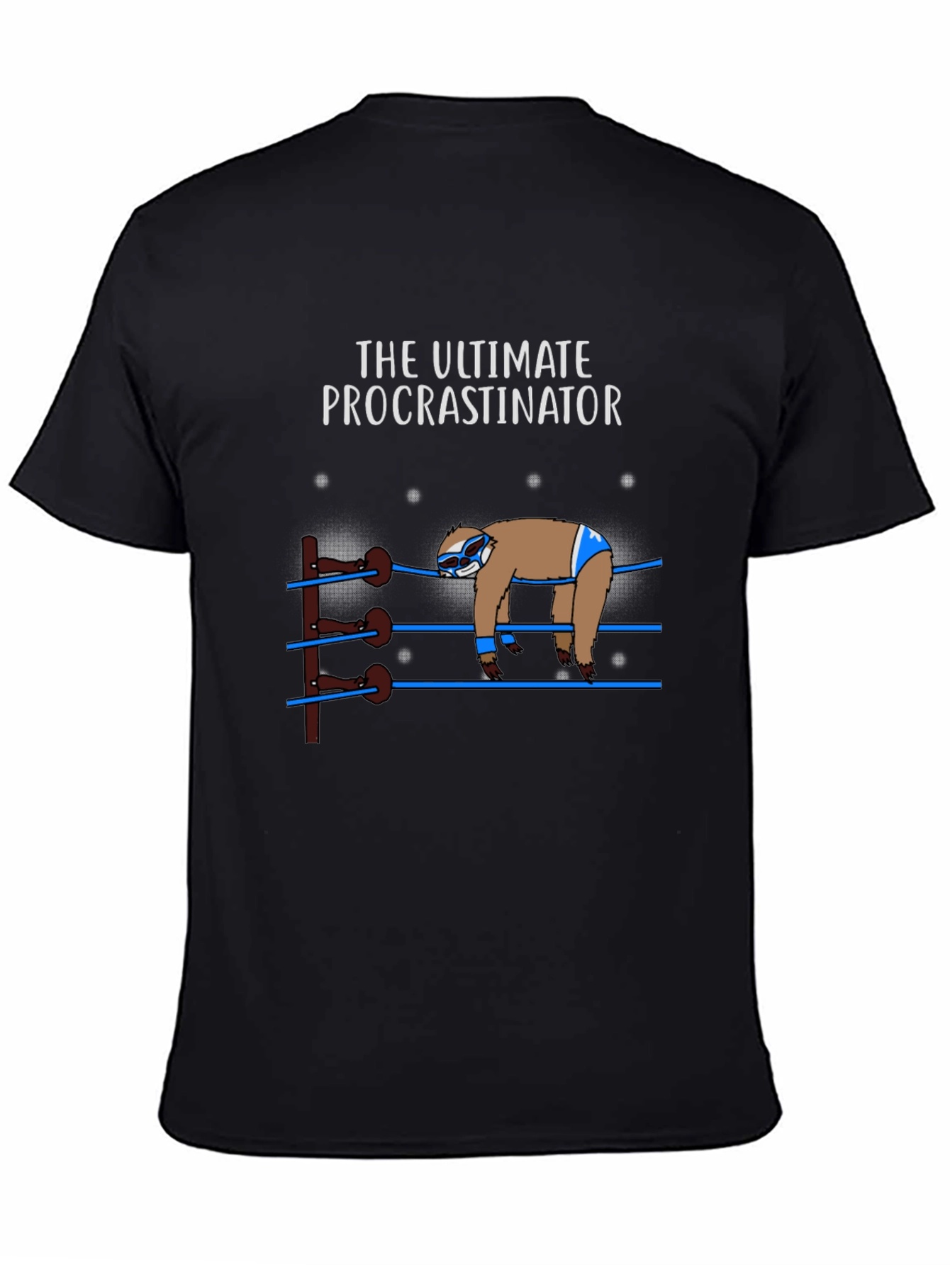 Black The Ultimate Procrastinator Wrestler Sloth Graphic Tee view 4