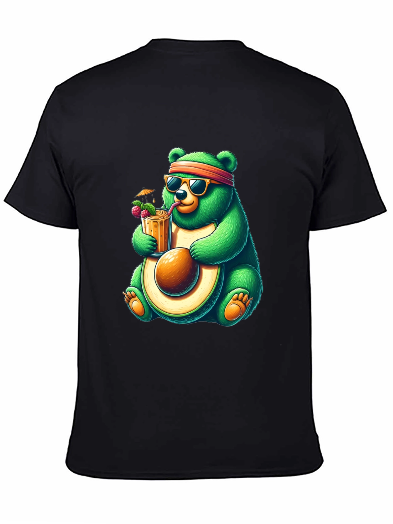 Black Bear Avocado Cocktail T-Shirt - Quirky Graphic Tee view 4