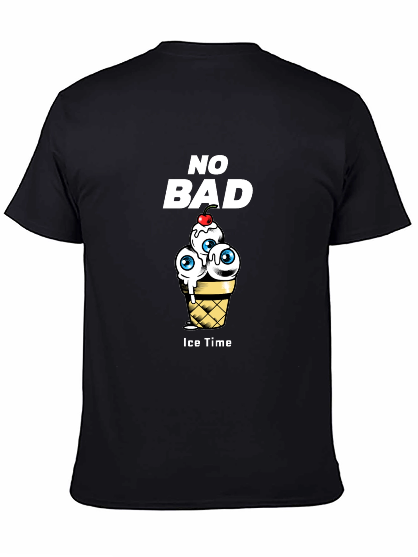 Black No Bad Ice Time Graphic T-Shirt view 4