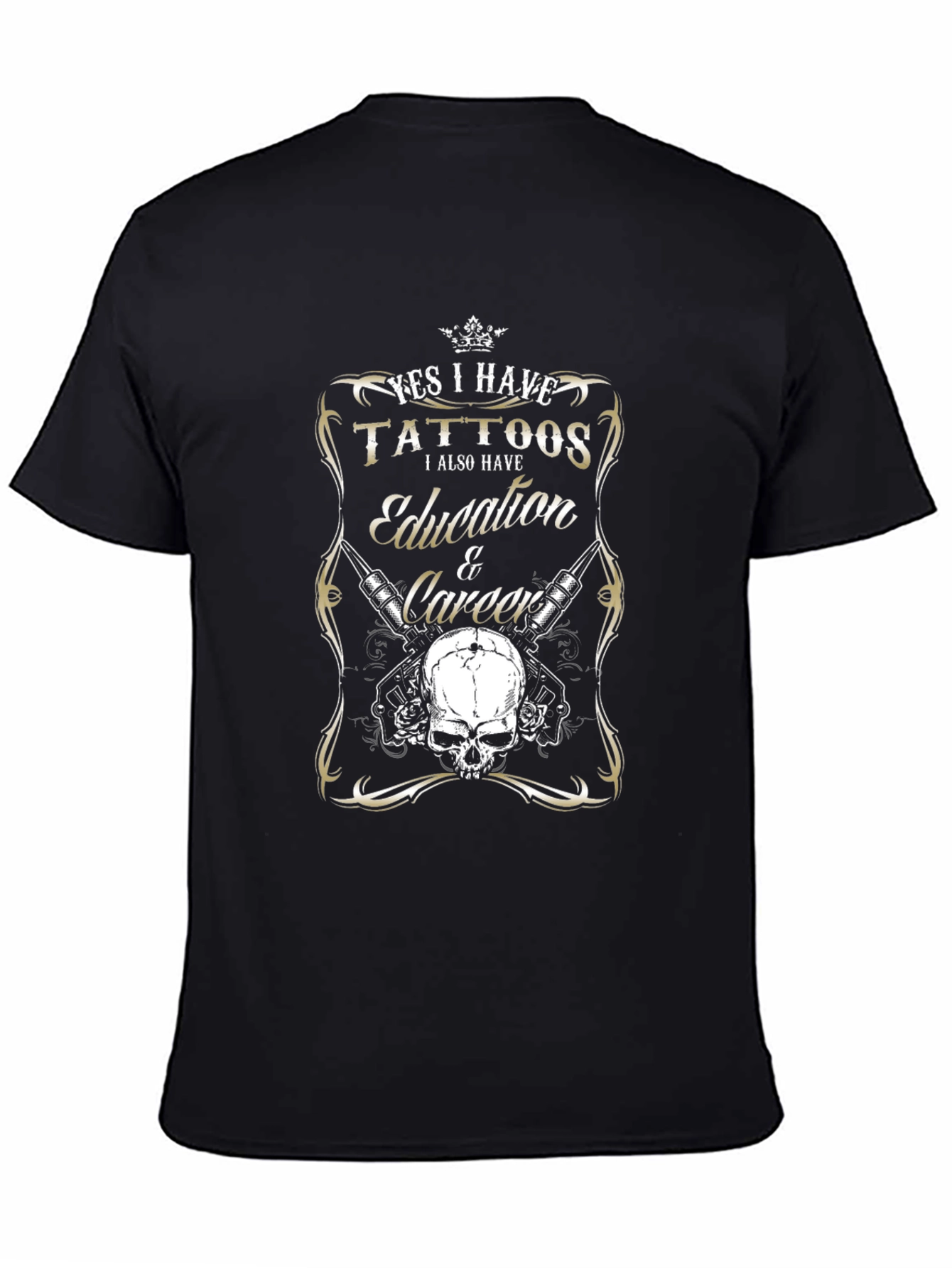 Tattooed Education Career Skull Graphic Tee - 4