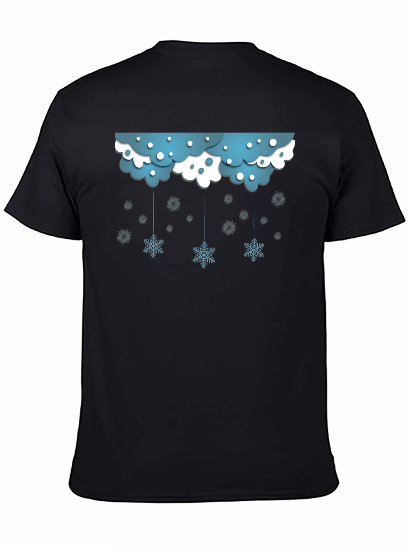 Black Snowflake Cloud Graphic Black T-Shirt view 4