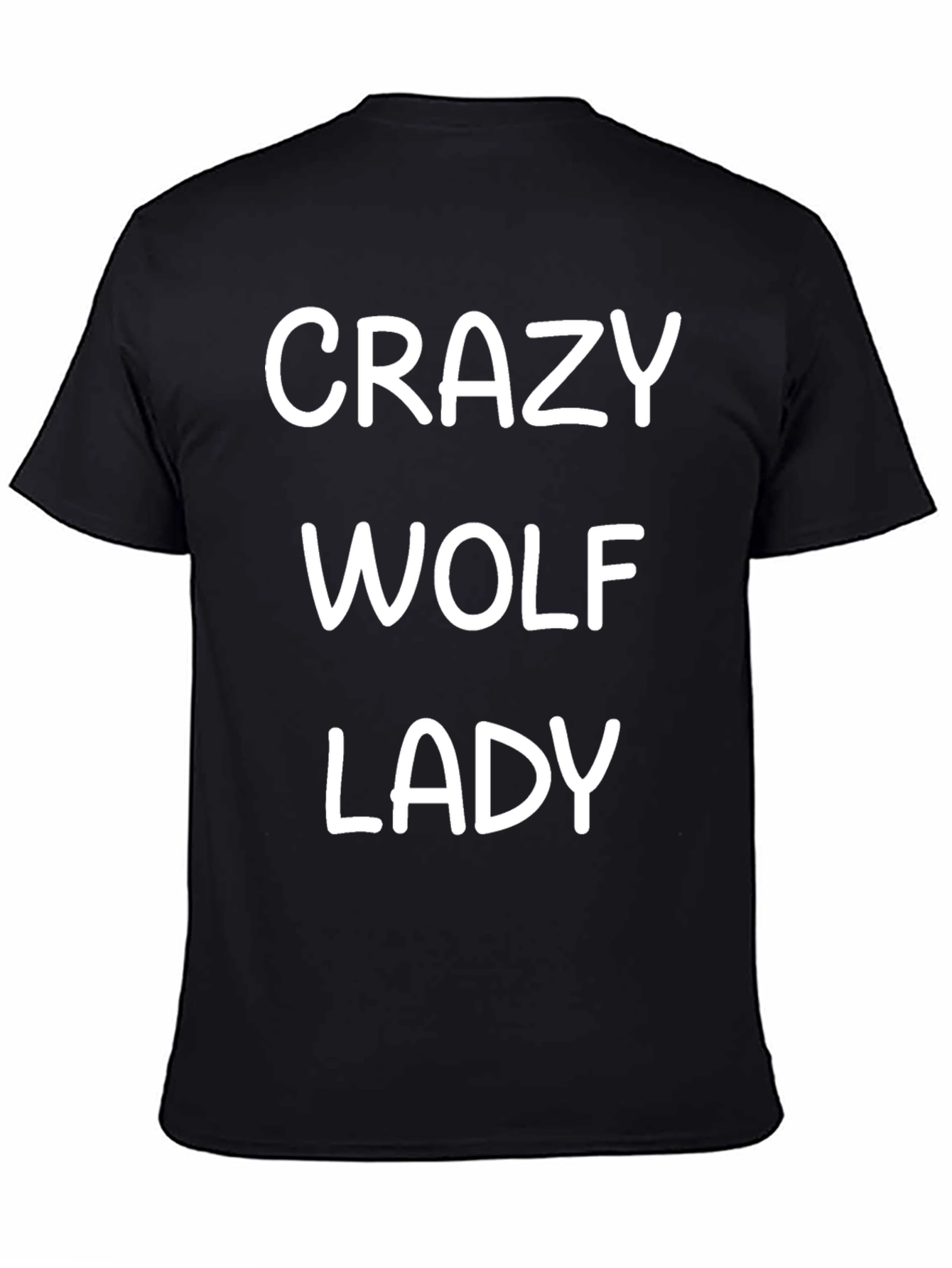 Black Crazy Wolf Lady T-Shirt - Black view 4