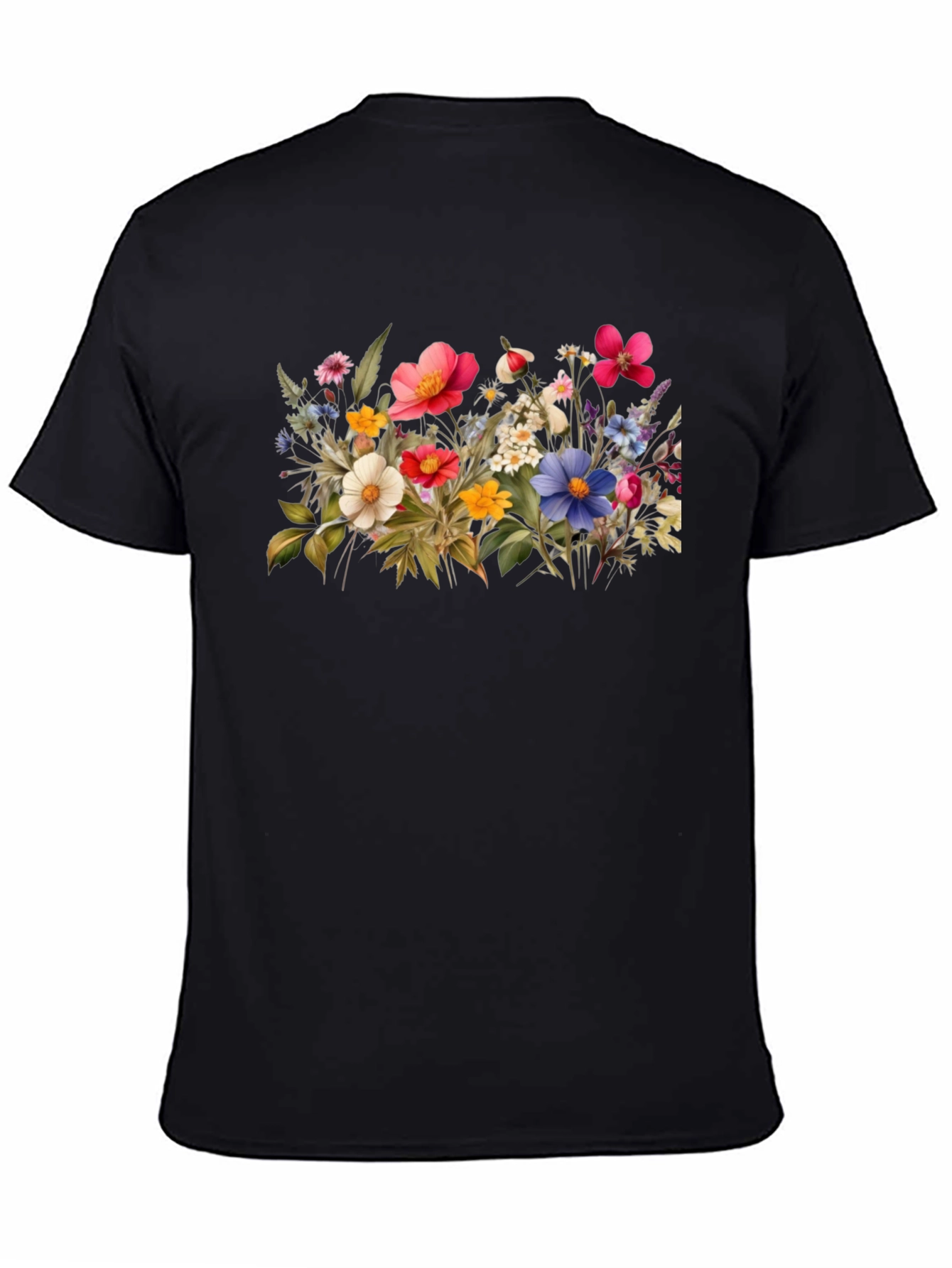 Black Floral Print Black T-Shirt view 4