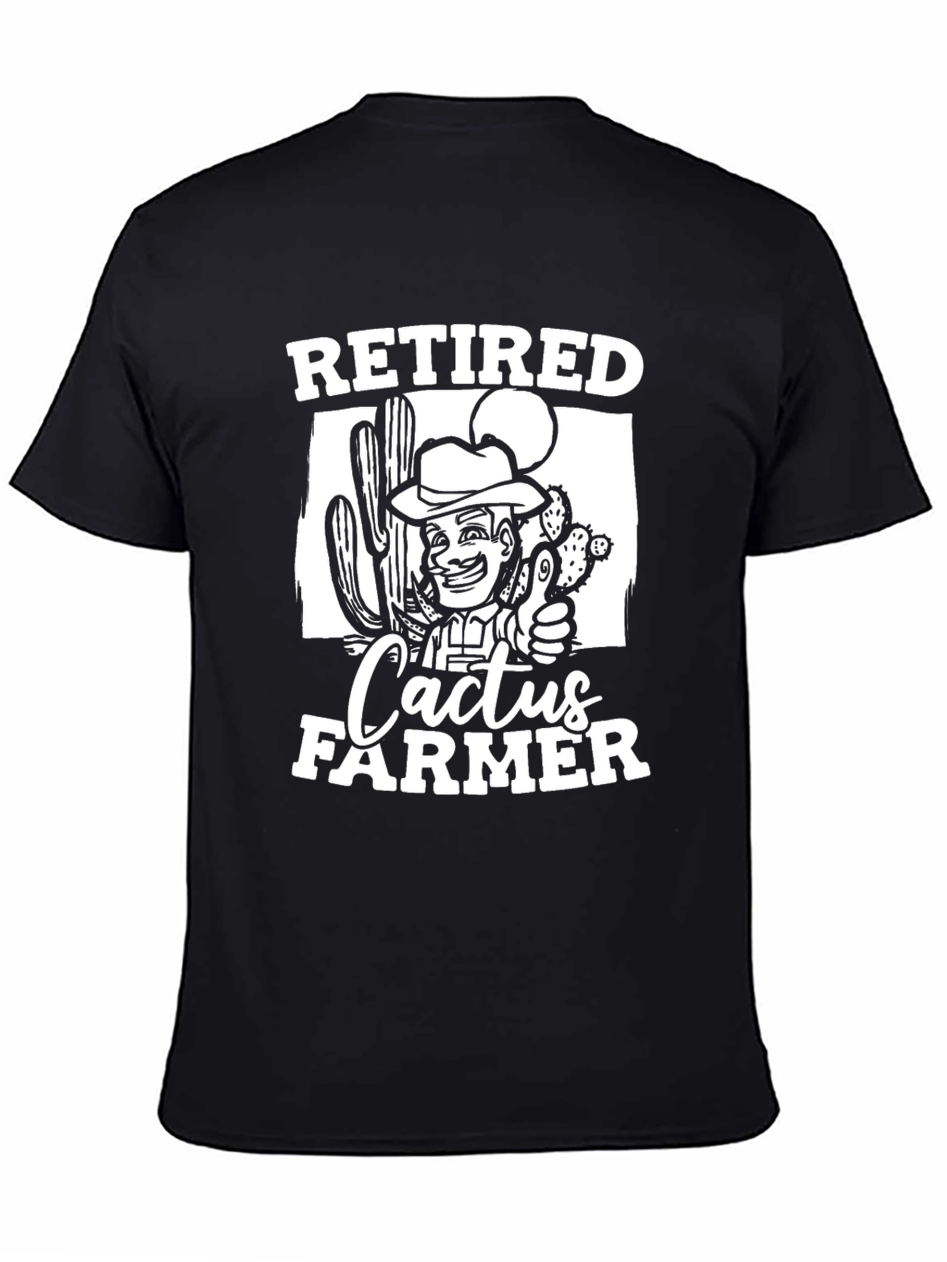Black Retired Cactus Farmer Graphic T-Shirt view 4