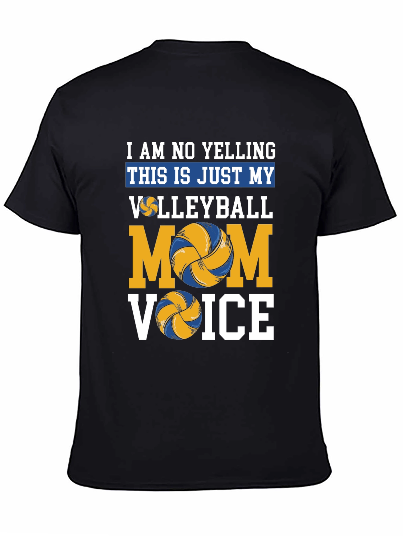 Black Volleyball Mom Voice T-Shirt - Novelty Graphic Tee view 4