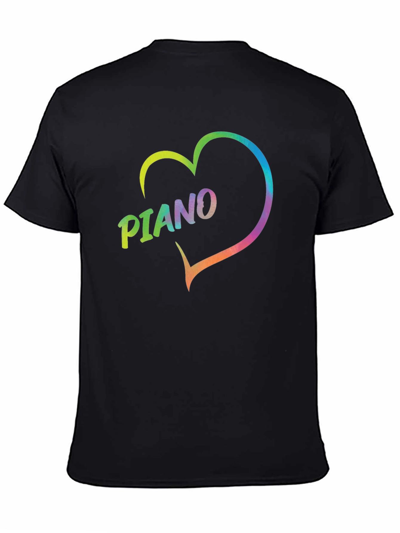 Black Rainbow Piano Heart Graphic T-Shirt - Black view 4