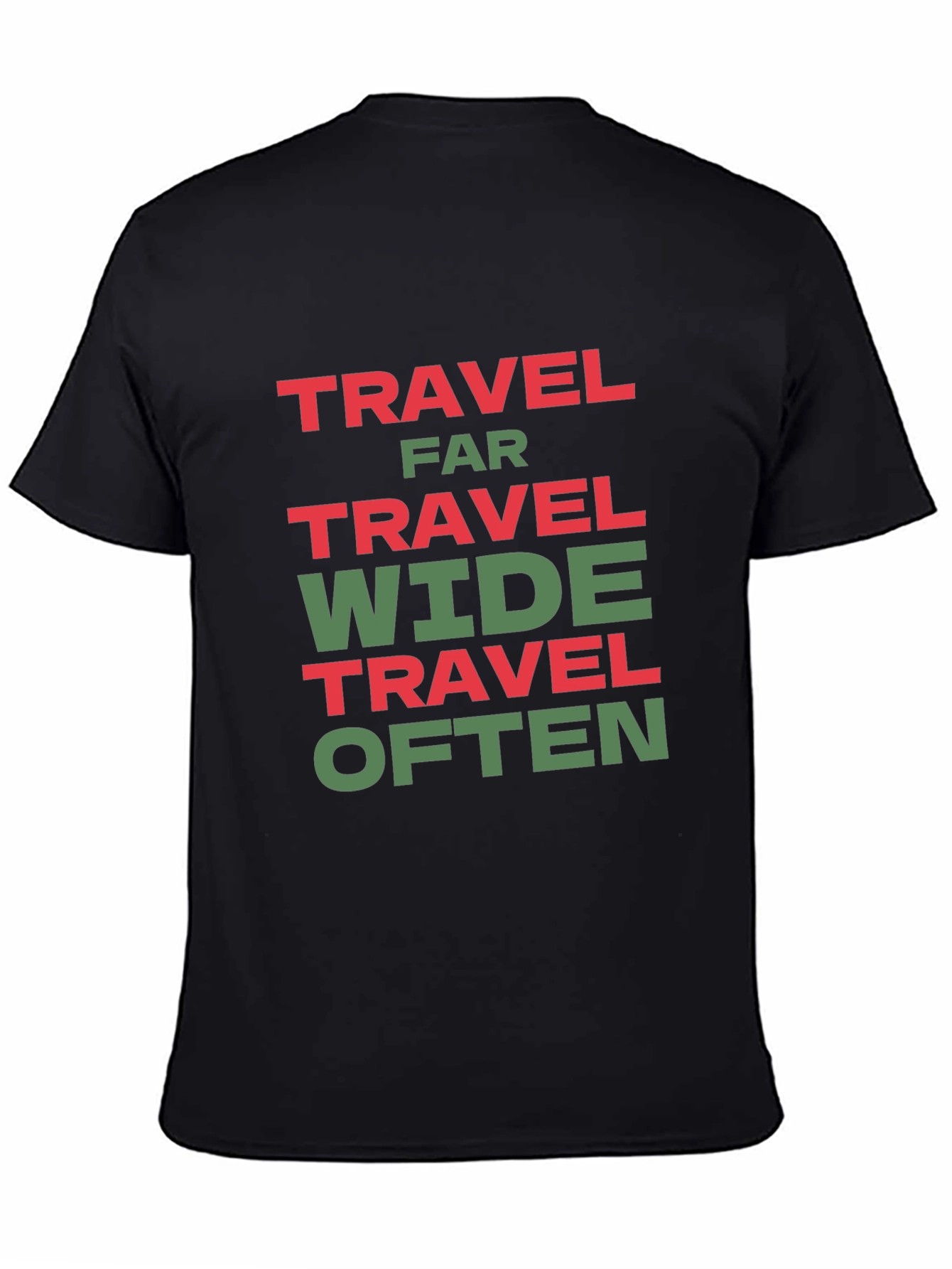 Black Travel Far Wide Often T-Shirt - Black Cotton Tee view 4
