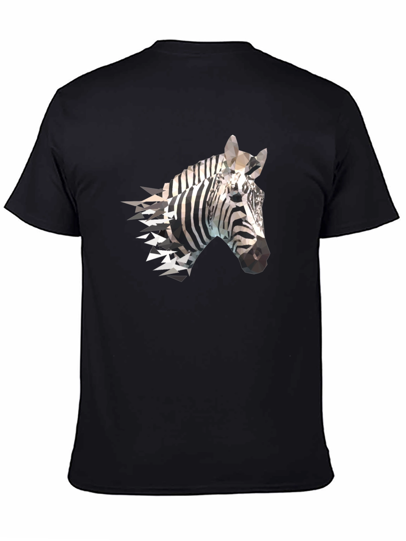 Black Geometric Zebra Print Black T-Shirt view 4