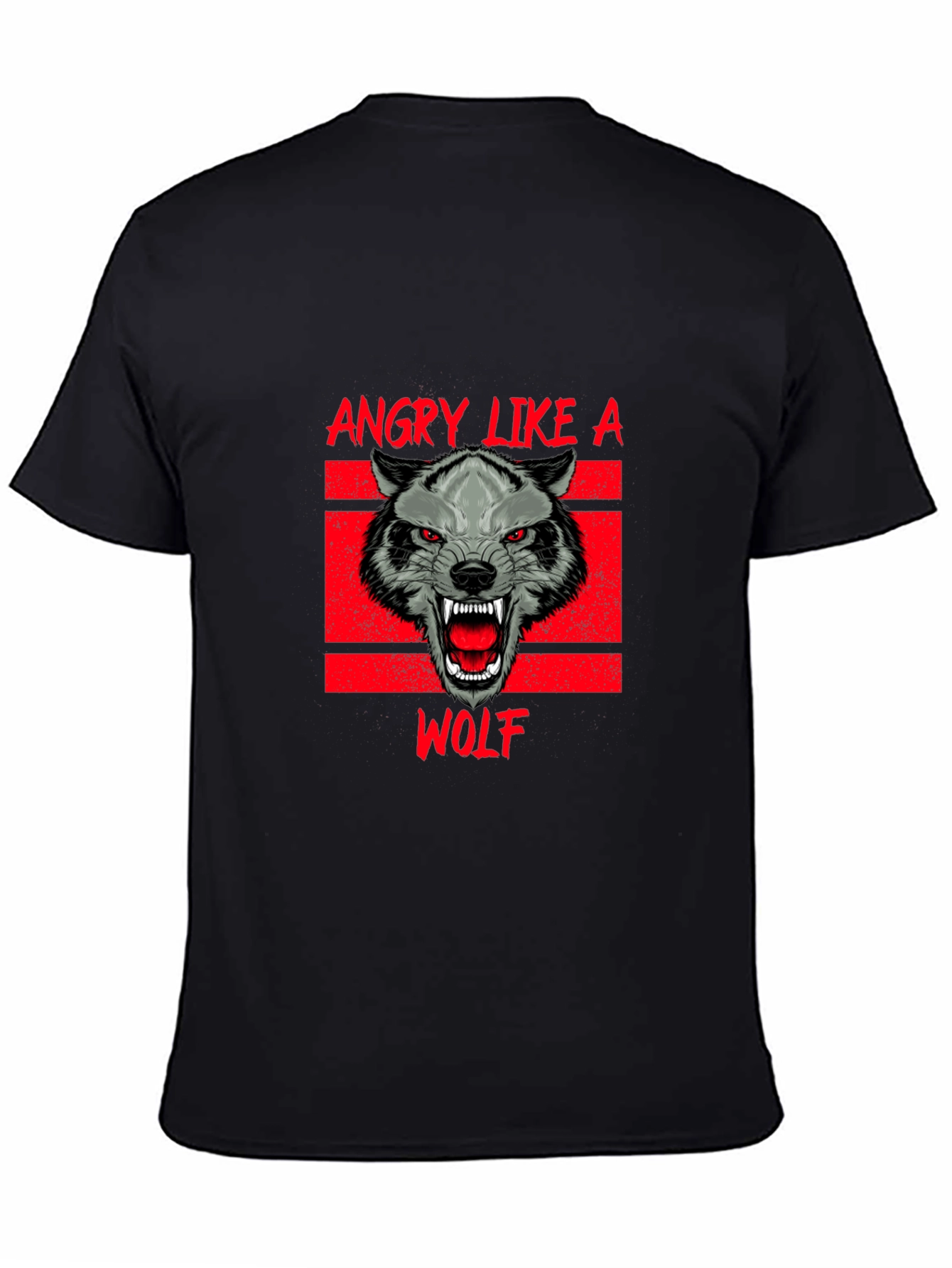 Black Angry Like a Wolf Black T-Shirt view 4