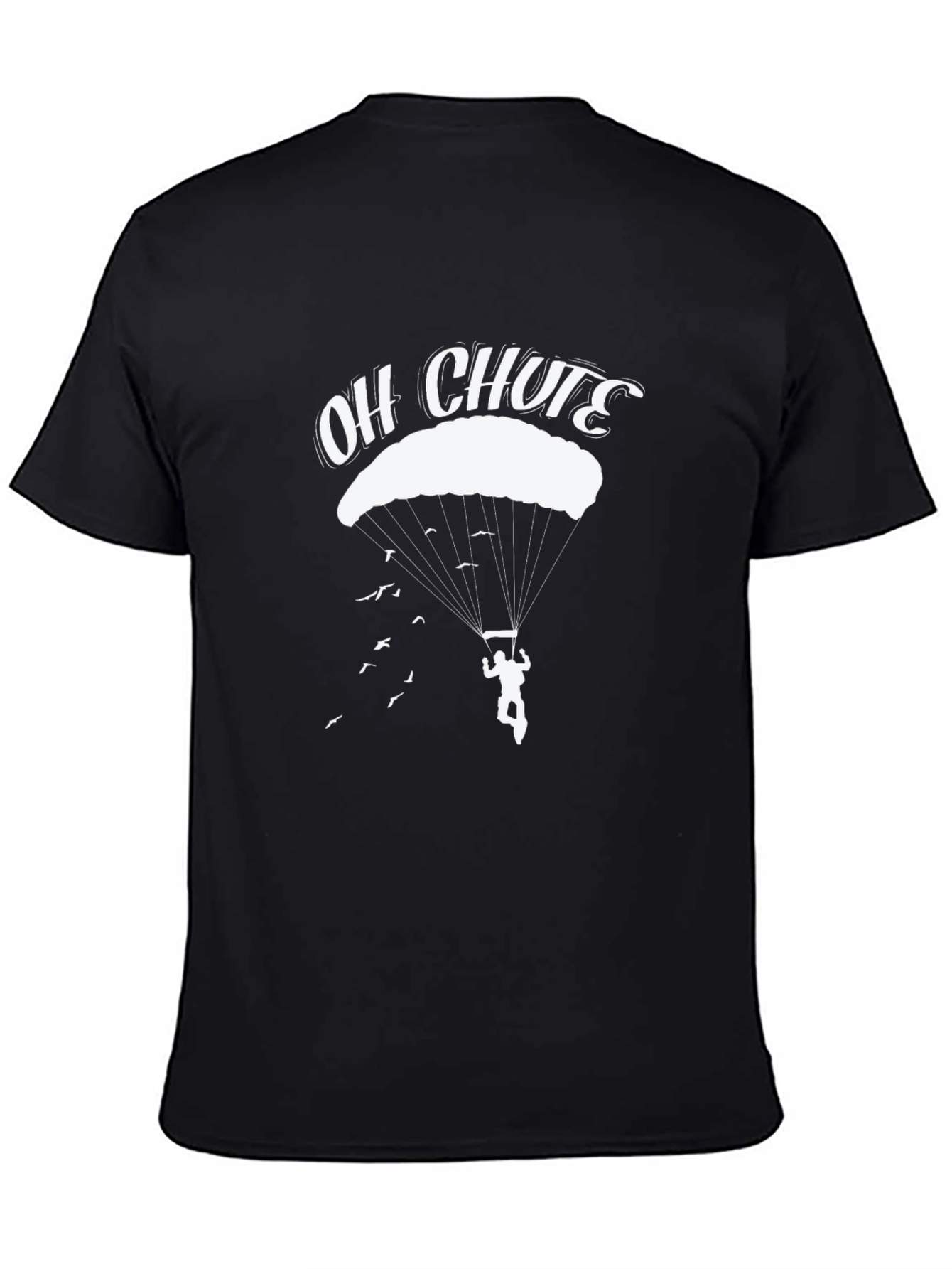 Black Oh Chute! Parachute T-Shirt view 4