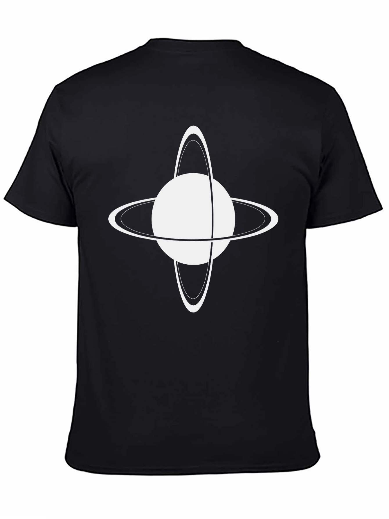 Black Saturn Graphic T-Shirt - Black Cotton Blend Casual Tee view 4