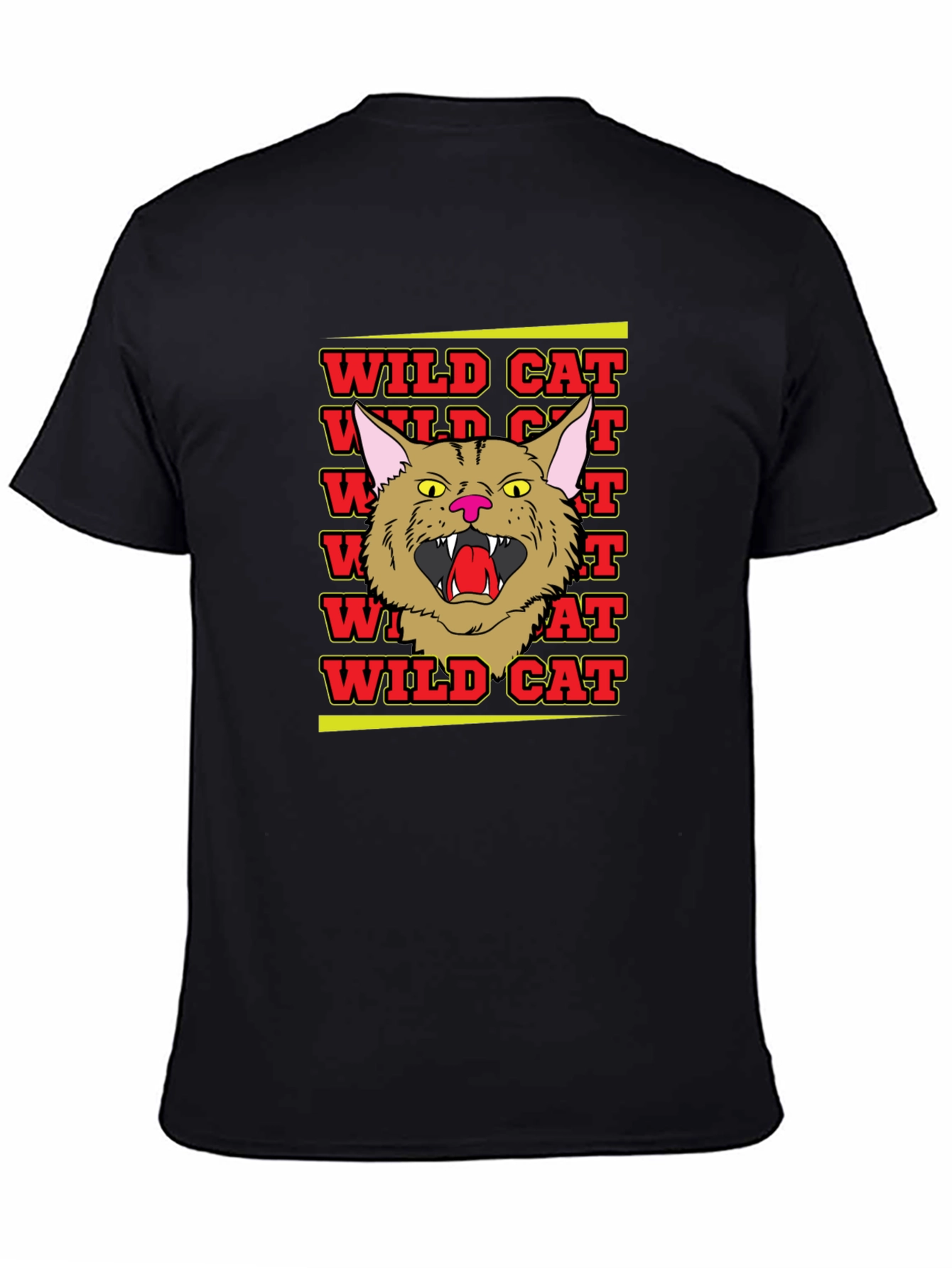 Black Wildcat Graphic Tee - Angry Cat Design view 4
