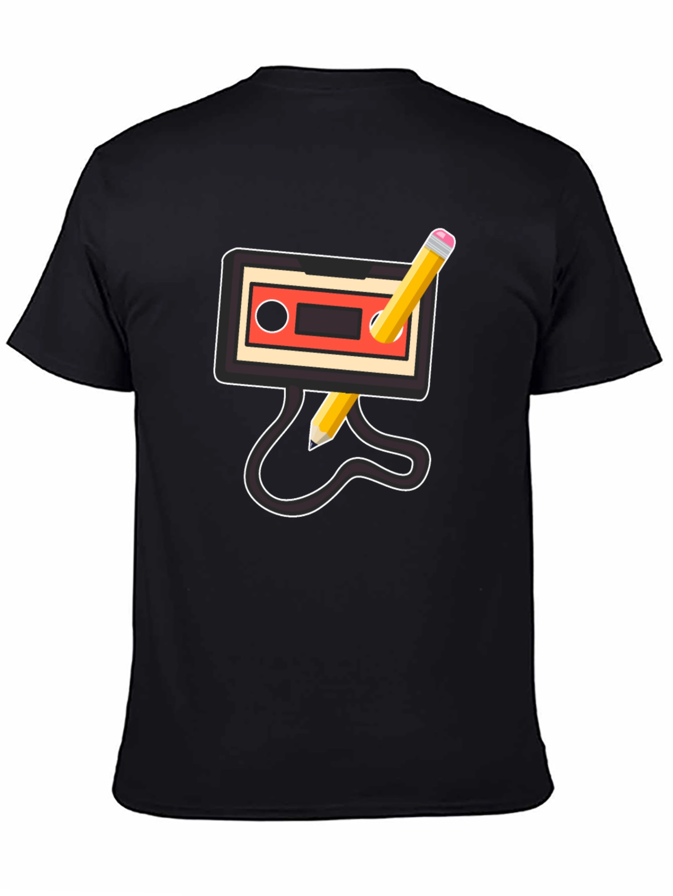 Black Retro Mixtape Pencil T-Shirt view 4