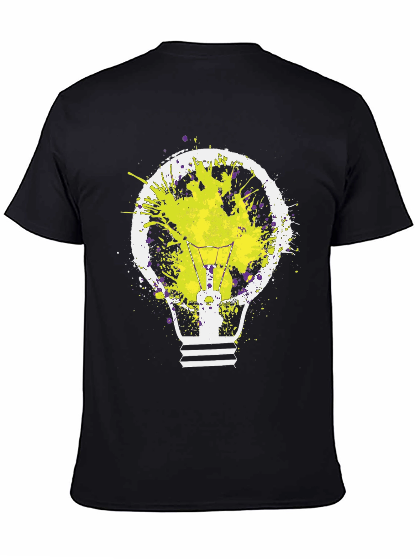 Black Idea Bulb Splatter Graphic Tee - Men's Black T-Shirt view 4