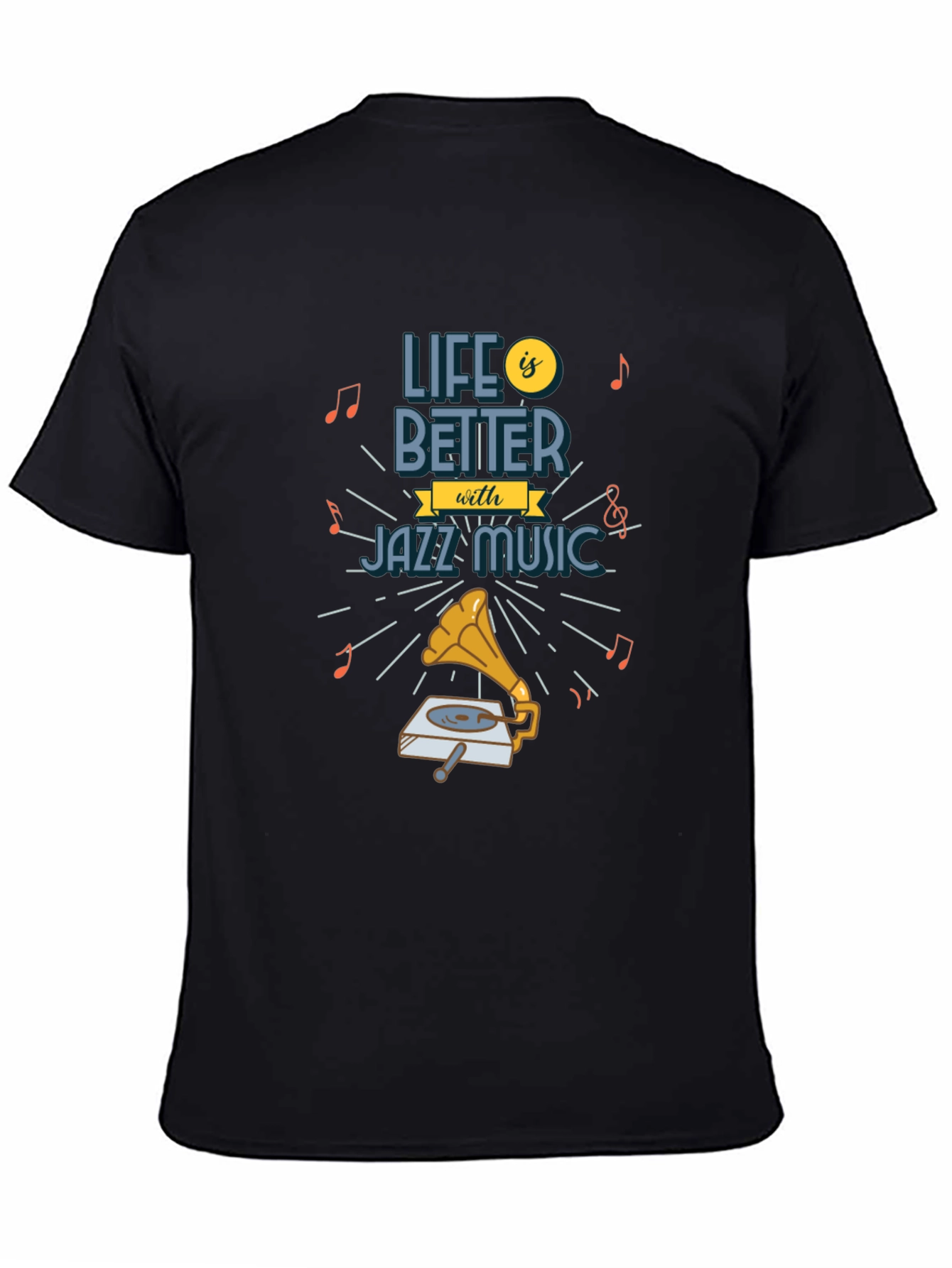 Black Life is Better With Jazz Music Graphic T-Shirt view 4