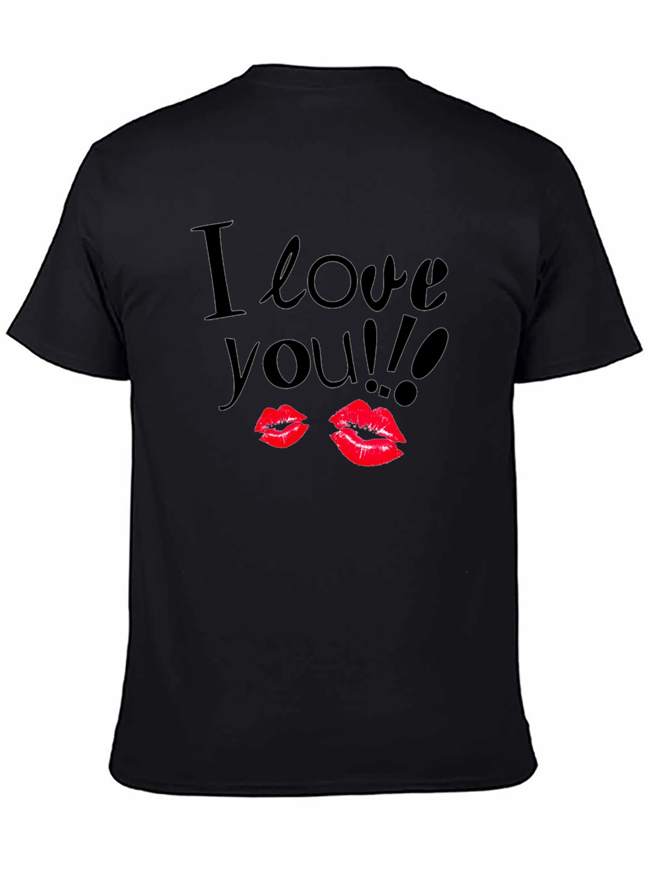 I Love You Lips Graphic Black T-Shirt - 4