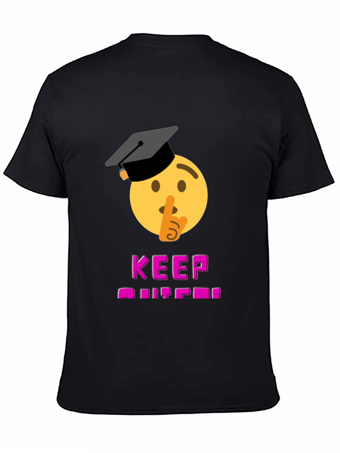 Black Keep Quiet Graduate Emoji T-Shirt - Black view 4