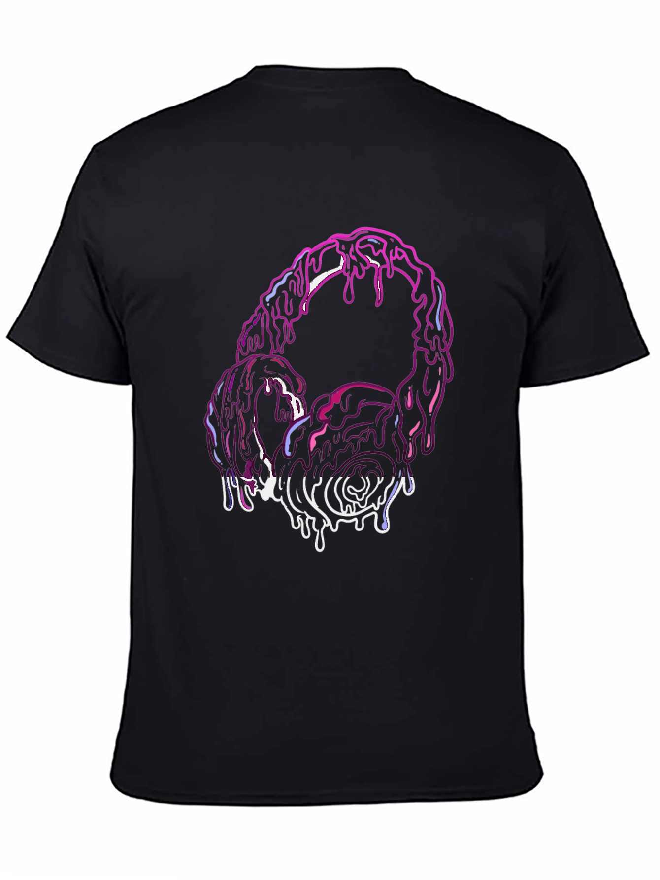 Black Melting Headphones Graphic Tee - Black Cotton Blend view 4