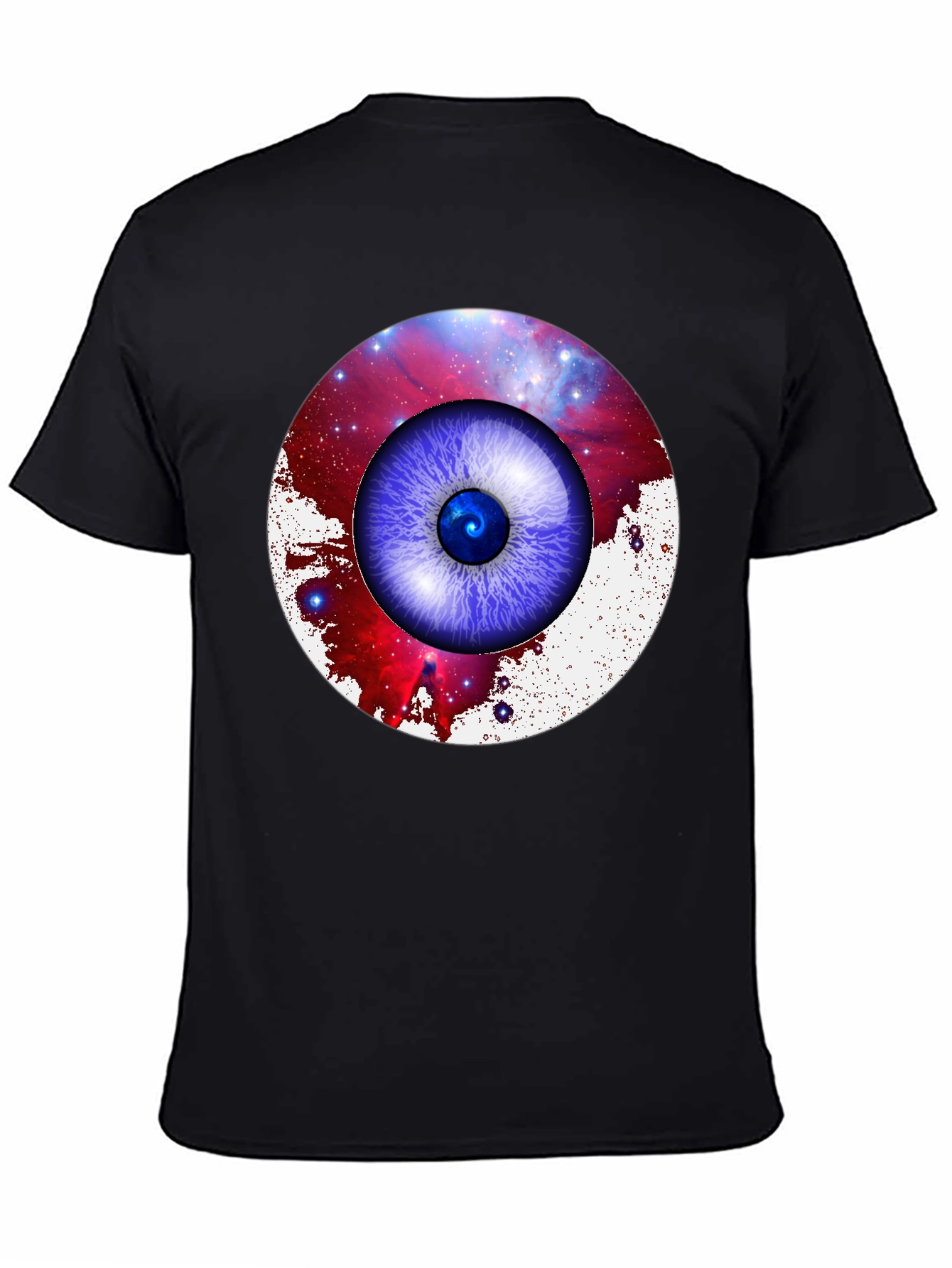 Black Galaxy Eye Graphic Print Crew Neck T-Shirt view 4