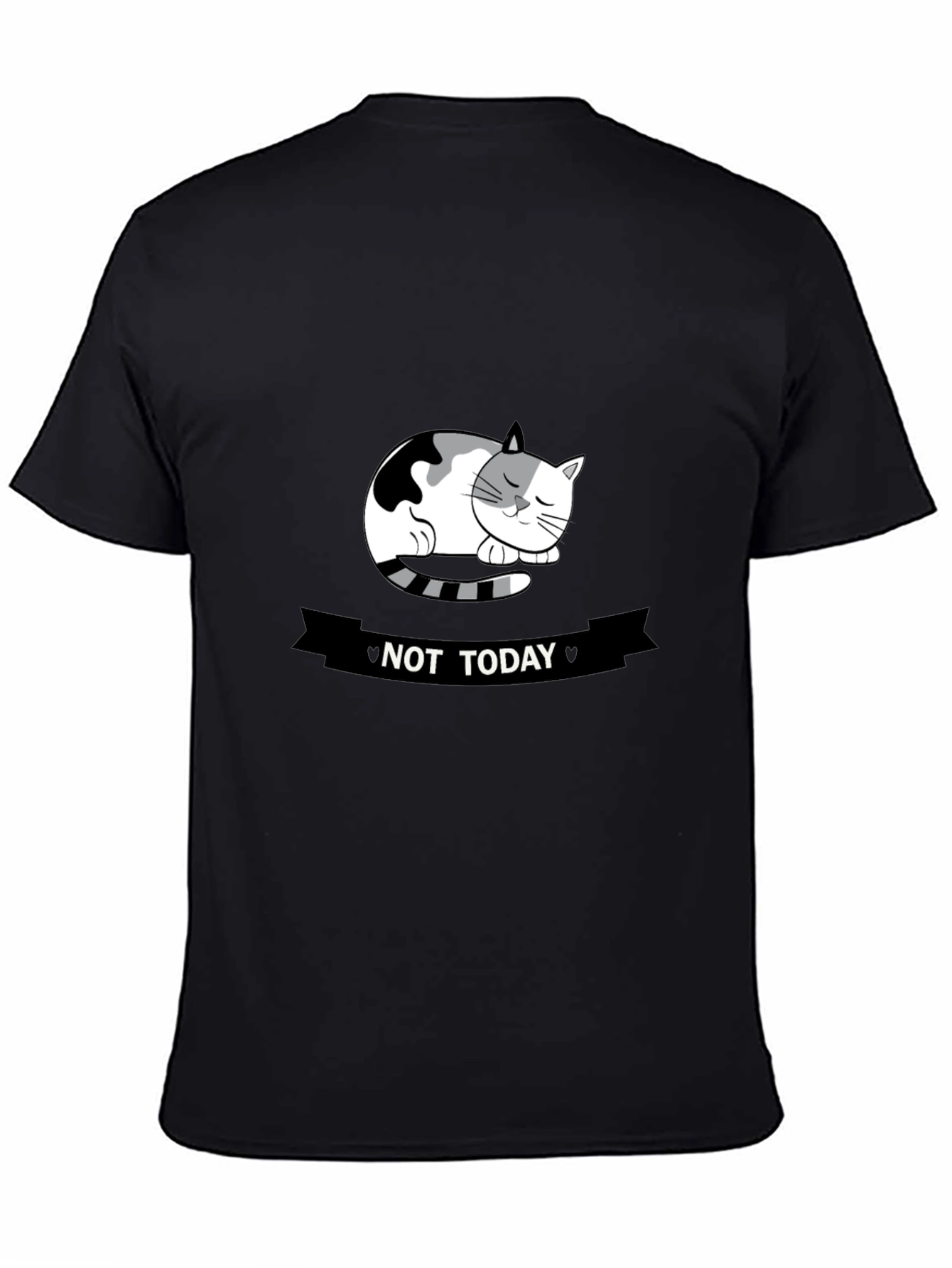 Black Not Today Cat Graphic Tee - Black view 4